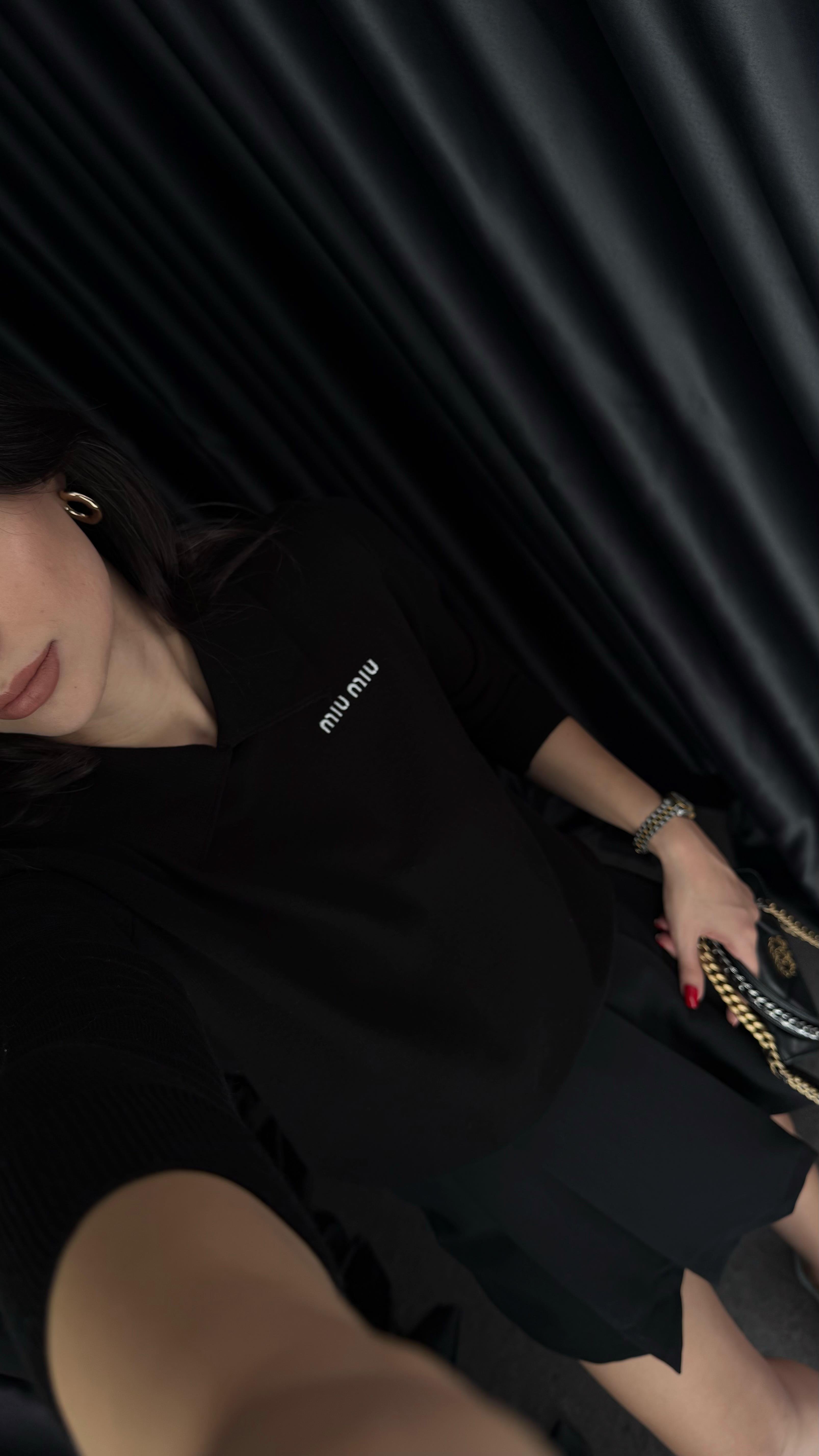 Miu Polo Yaka Siyah Triko