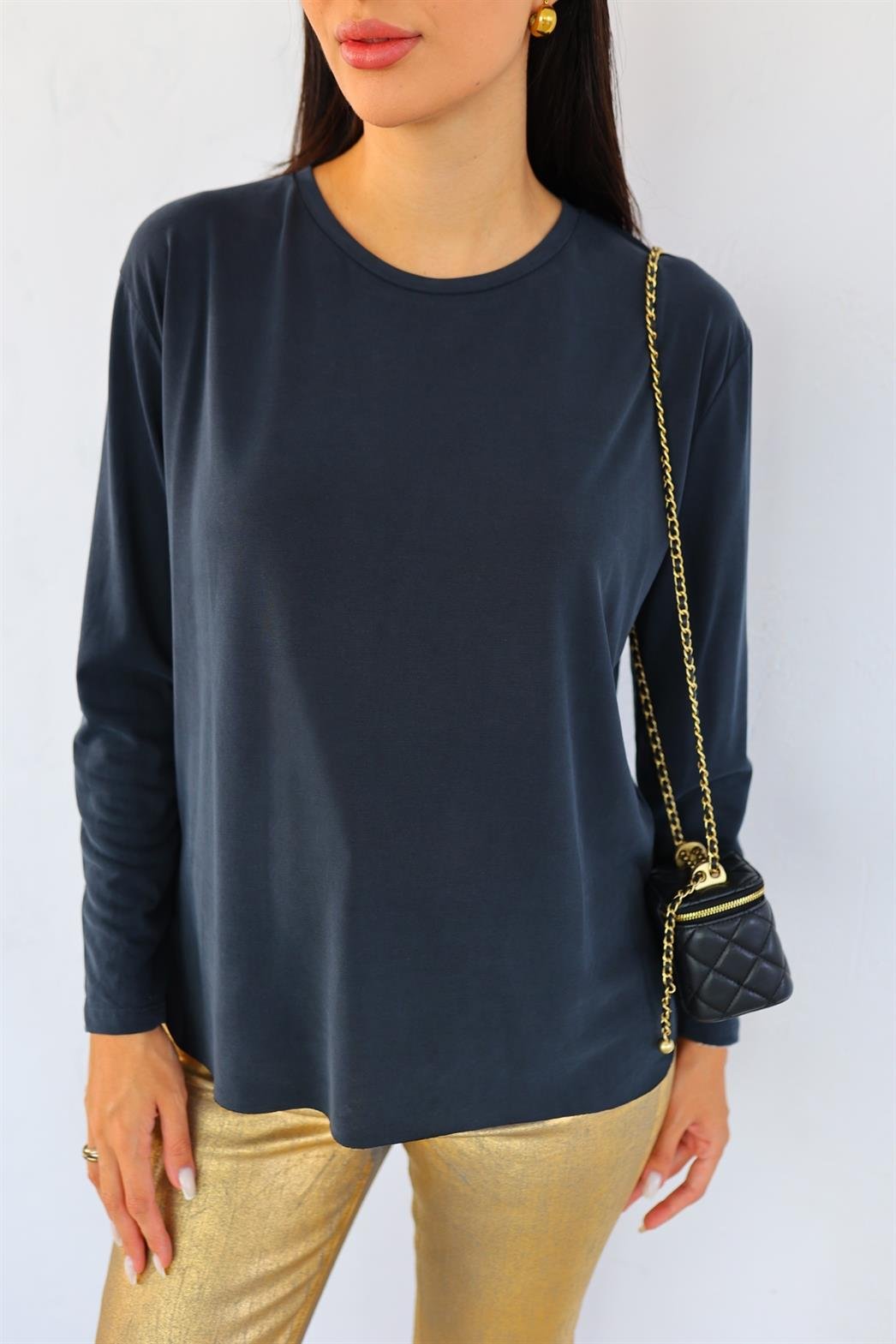 Modal Antrasit Uzun Tshirt