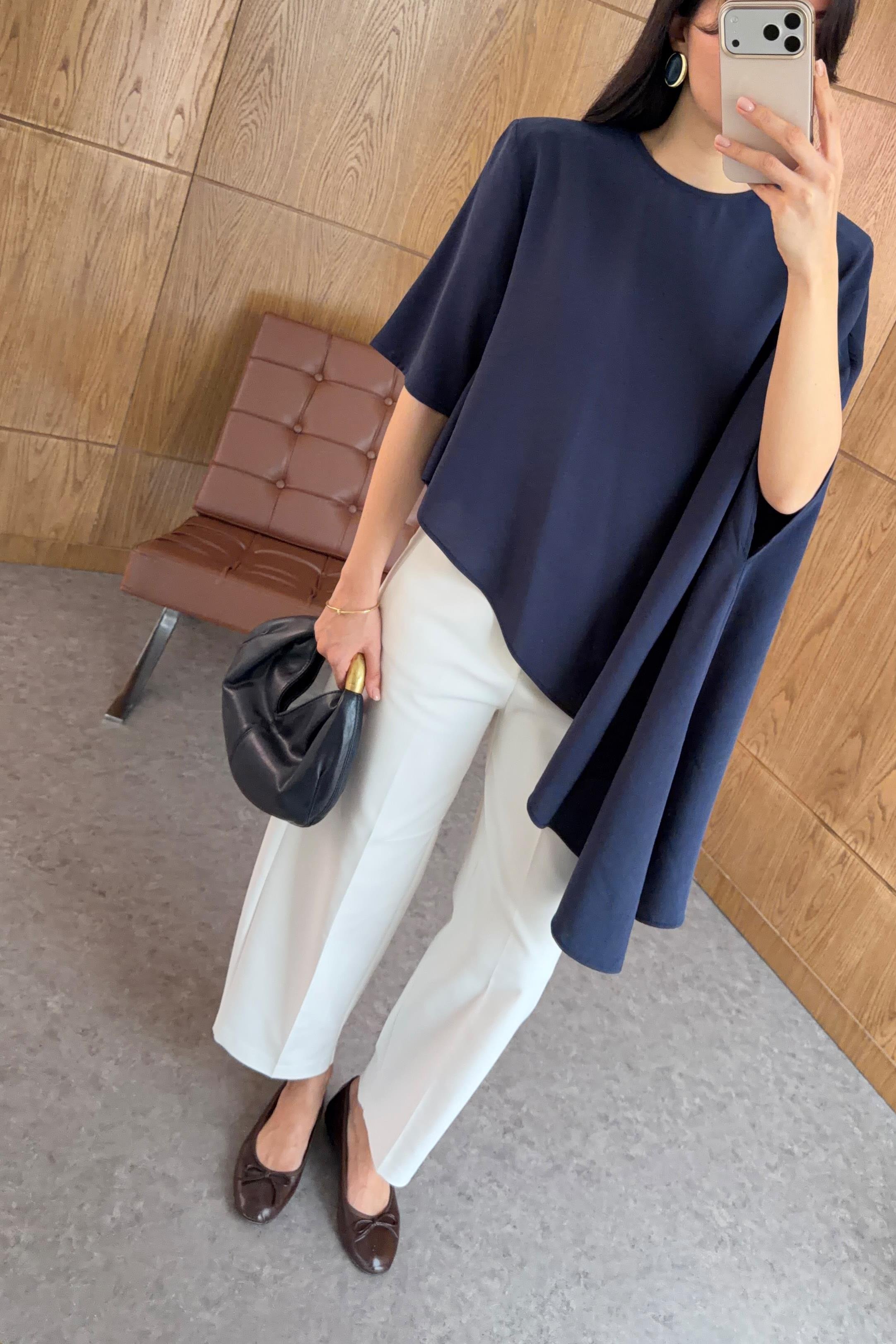 Modal Pelerinli Lacivert Bluz