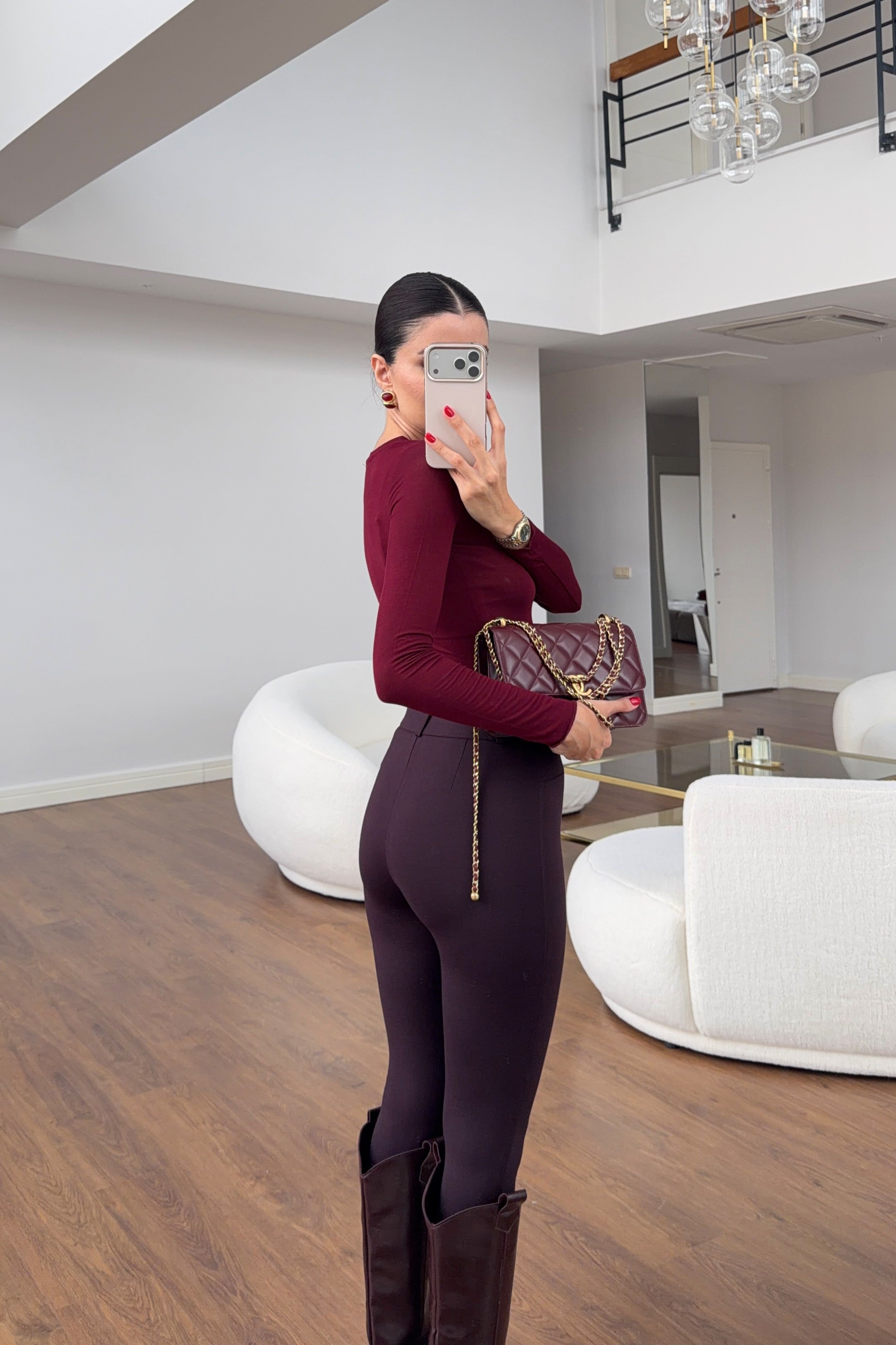 Mürdüm Çelik İnterlok Tayt Pantolon