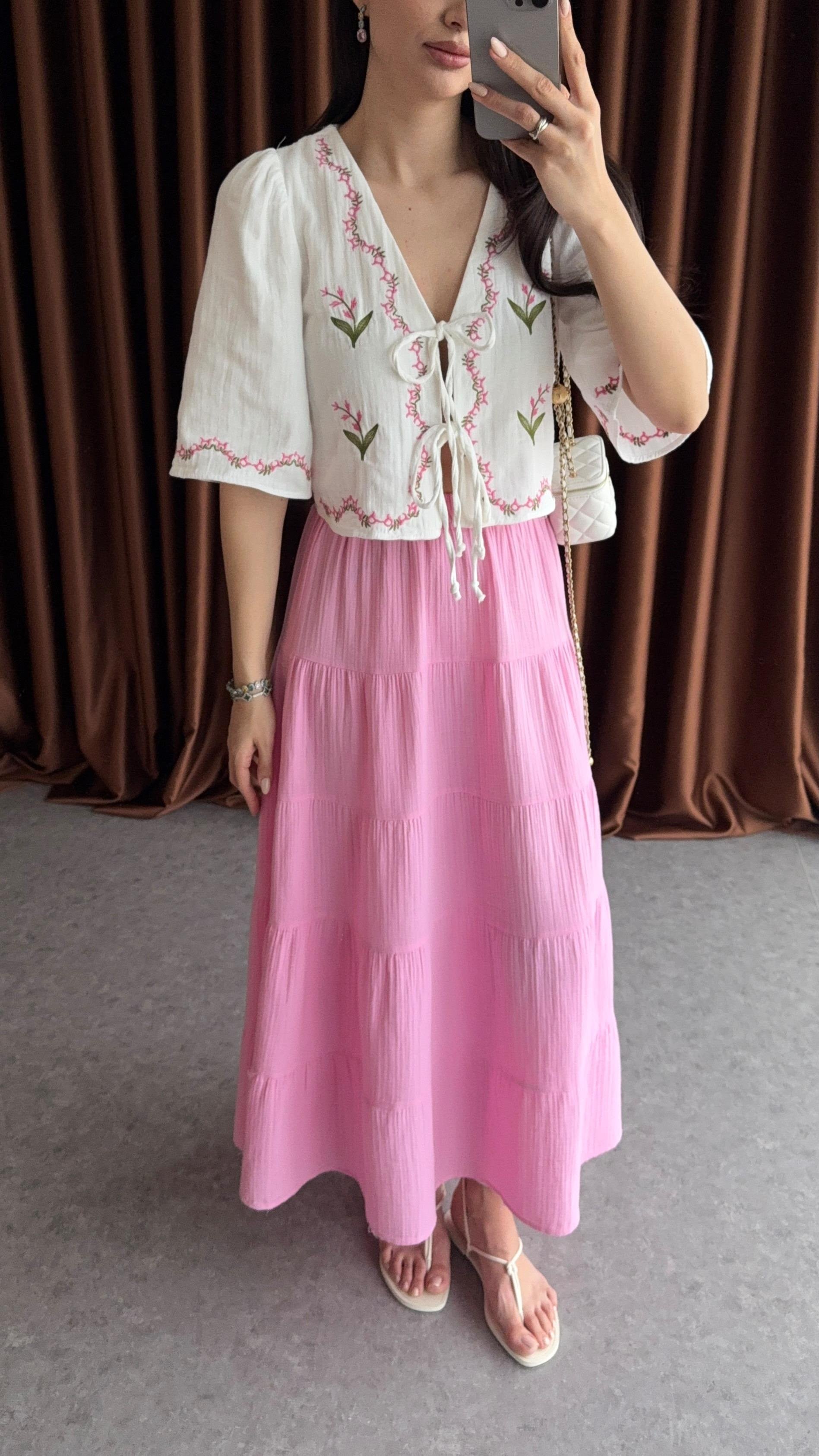 Müslin Pembe Etek