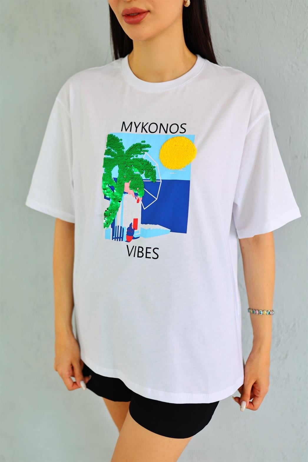 Mykonos Beyaz Tshirt