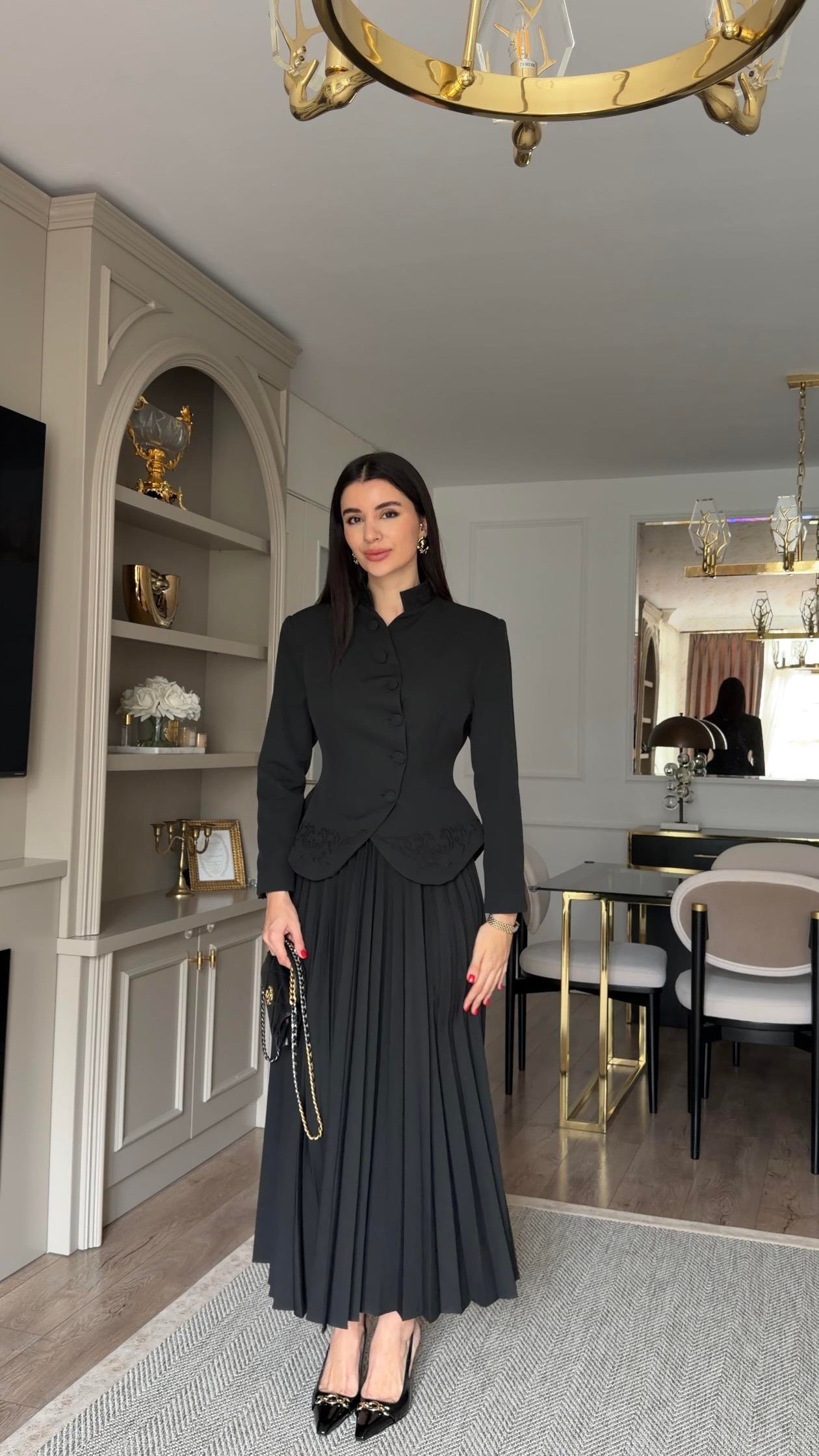 Nakışlı Siyah İkili Takım