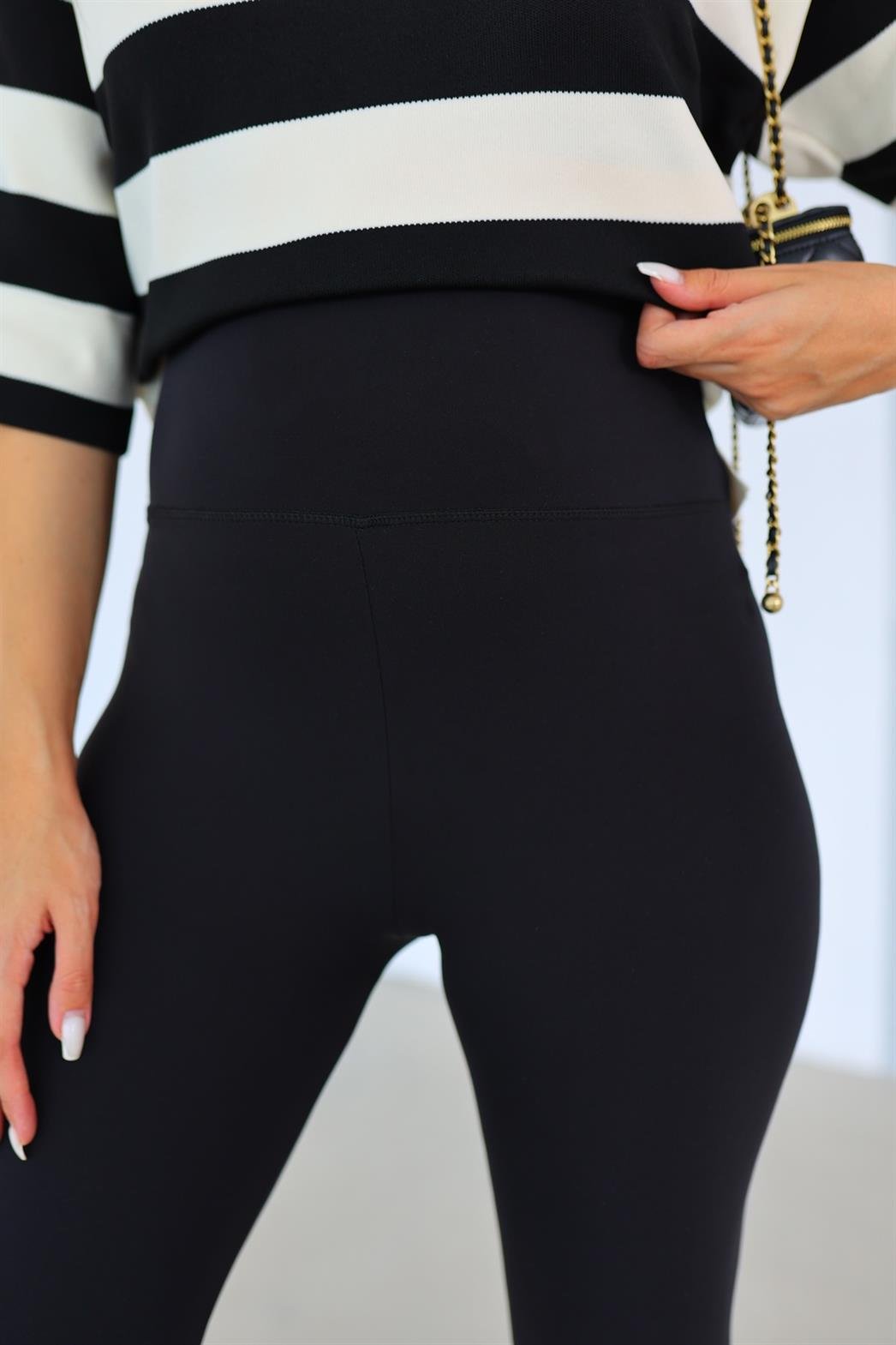 Nano Fit Likralı Siyah Tayt