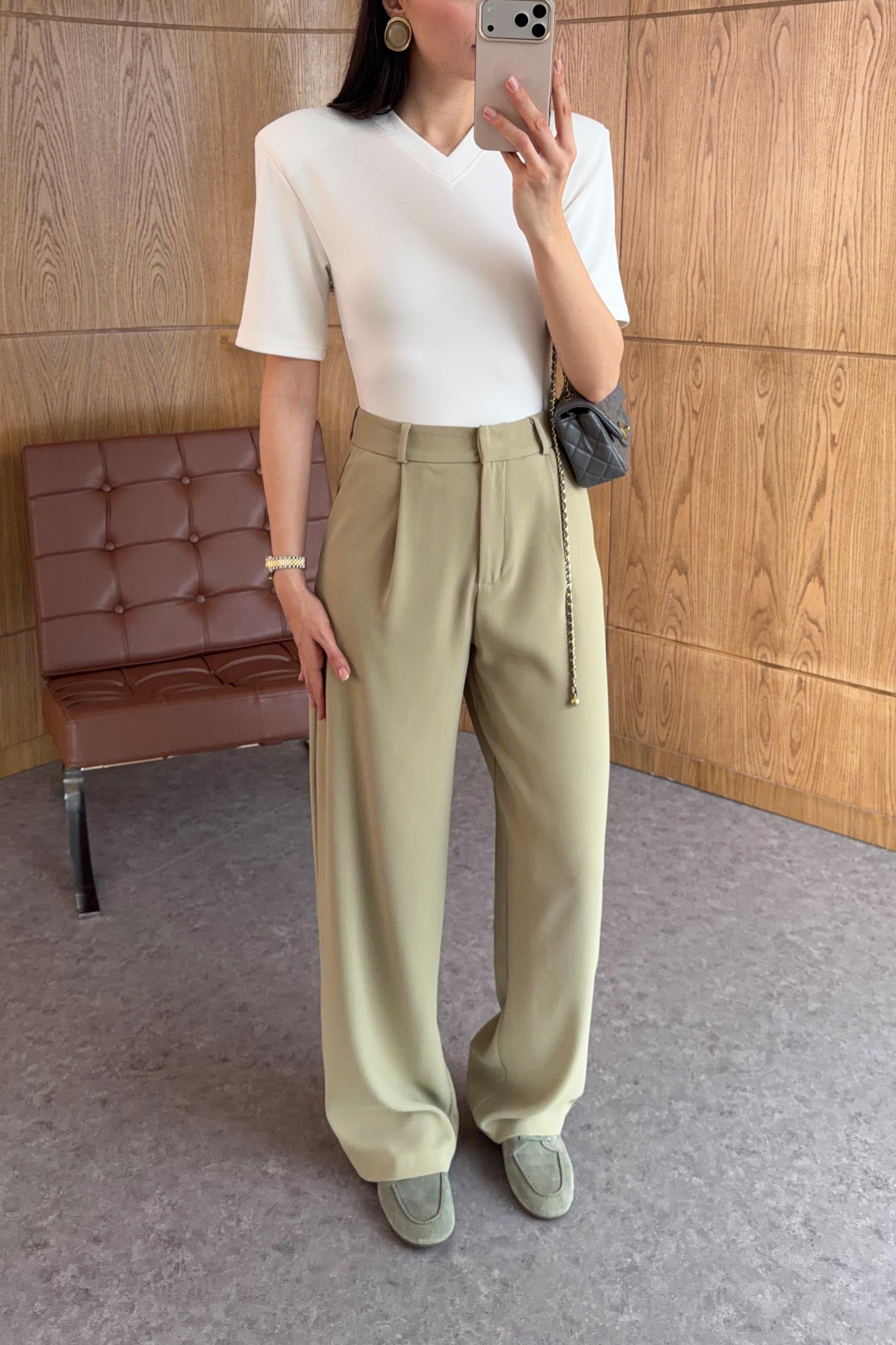 Olive Sand Palazzo Pantolon