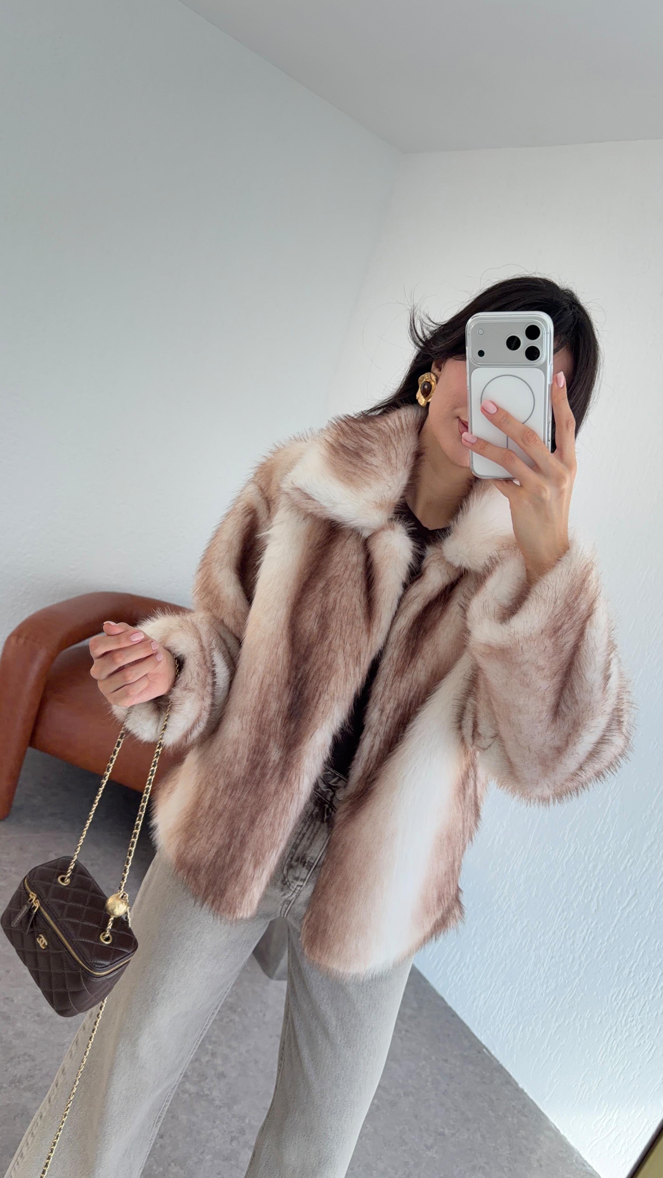 Ombre Geçişli Kahve Kürk