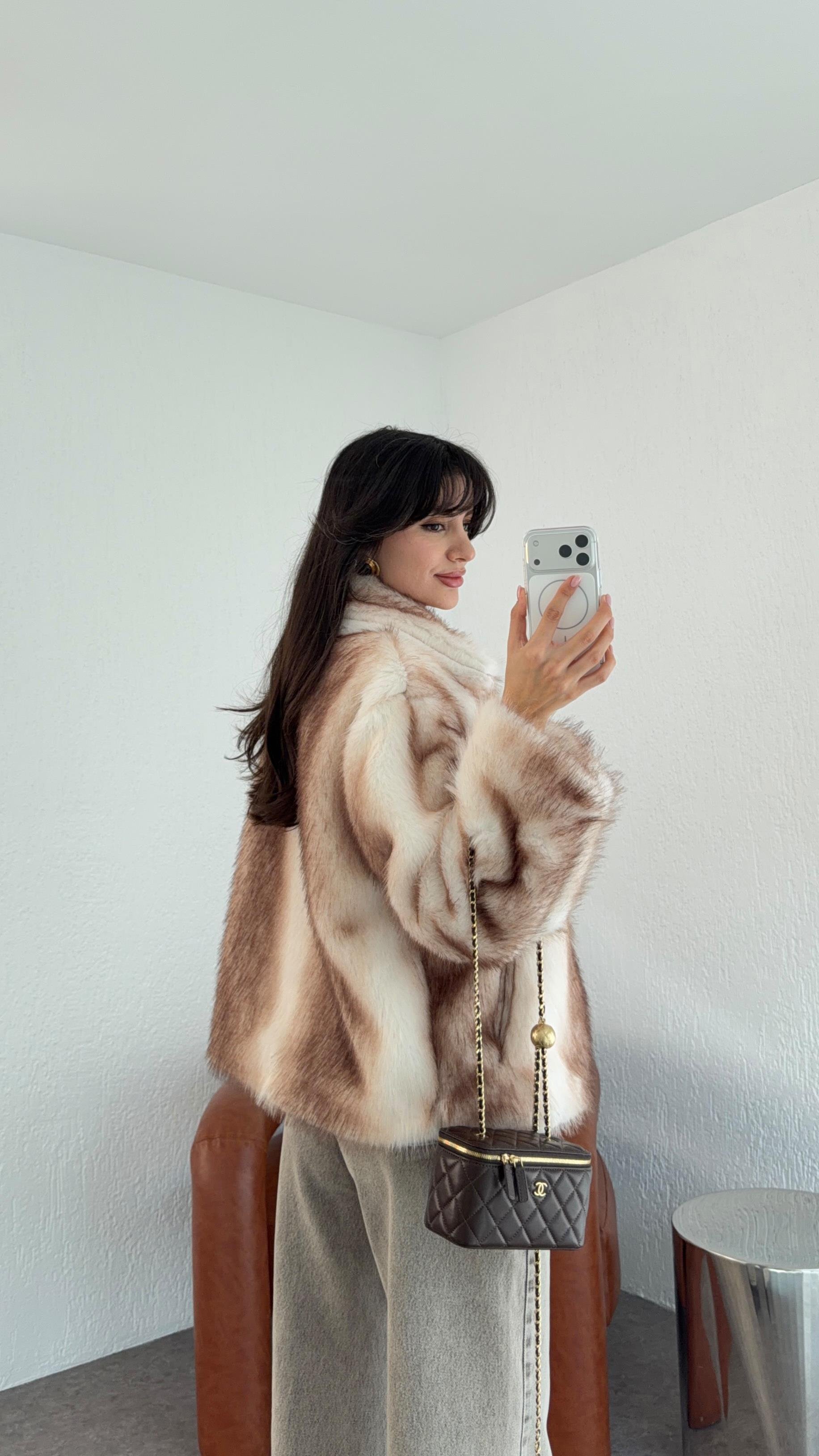 Ombre Geçişli Kahve Kürk