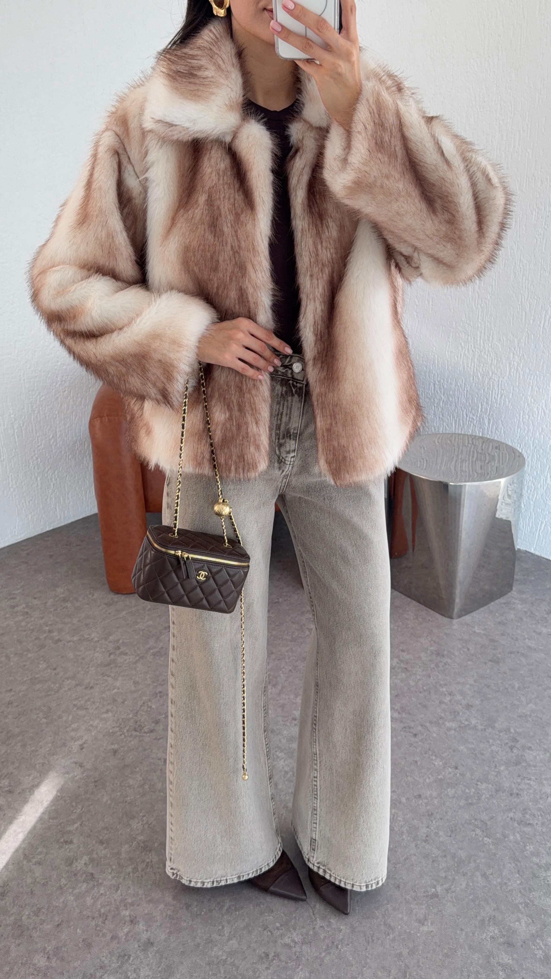 Ombre Geçişli Kahve Kürk