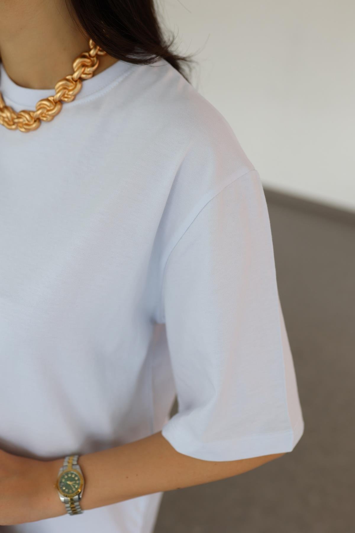 Oversize Basic Beyaz Tshirt