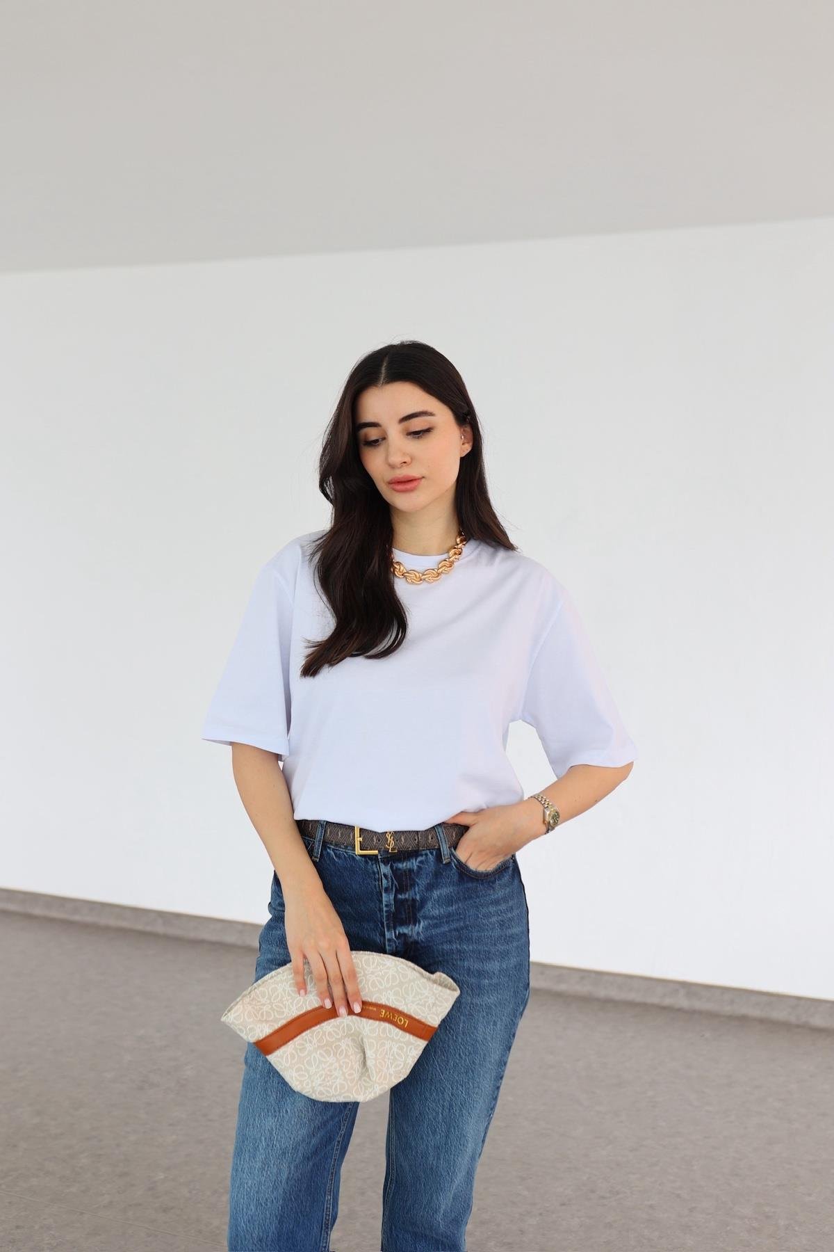 Oversize Basic Beyaz Tshirt