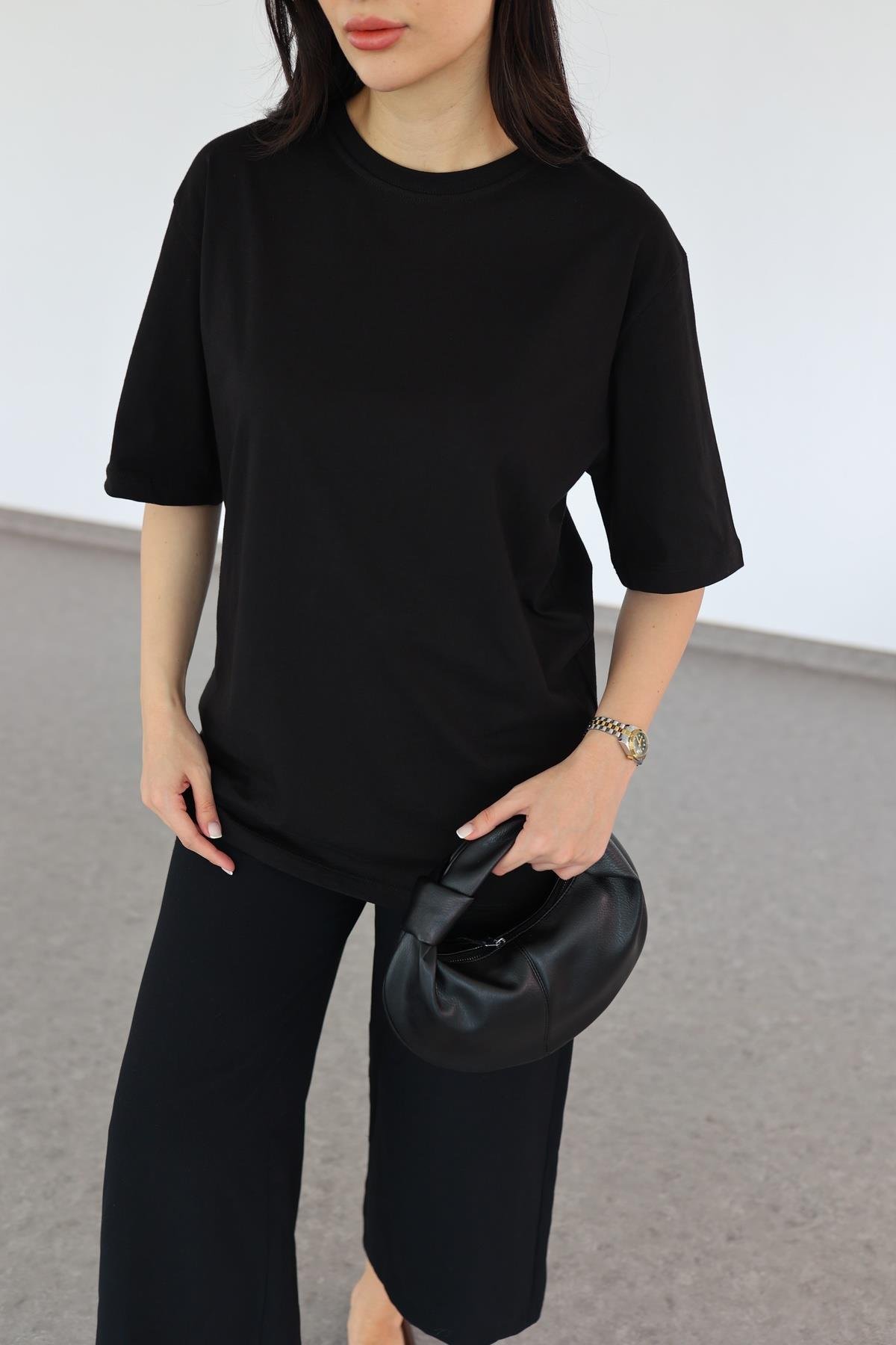Oversize Basic Siyah Tshirt