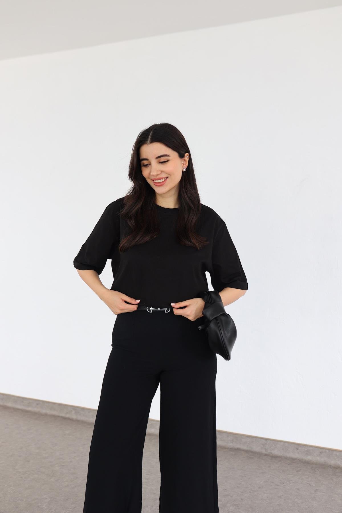 Oversize Basic Siyah Tshirt