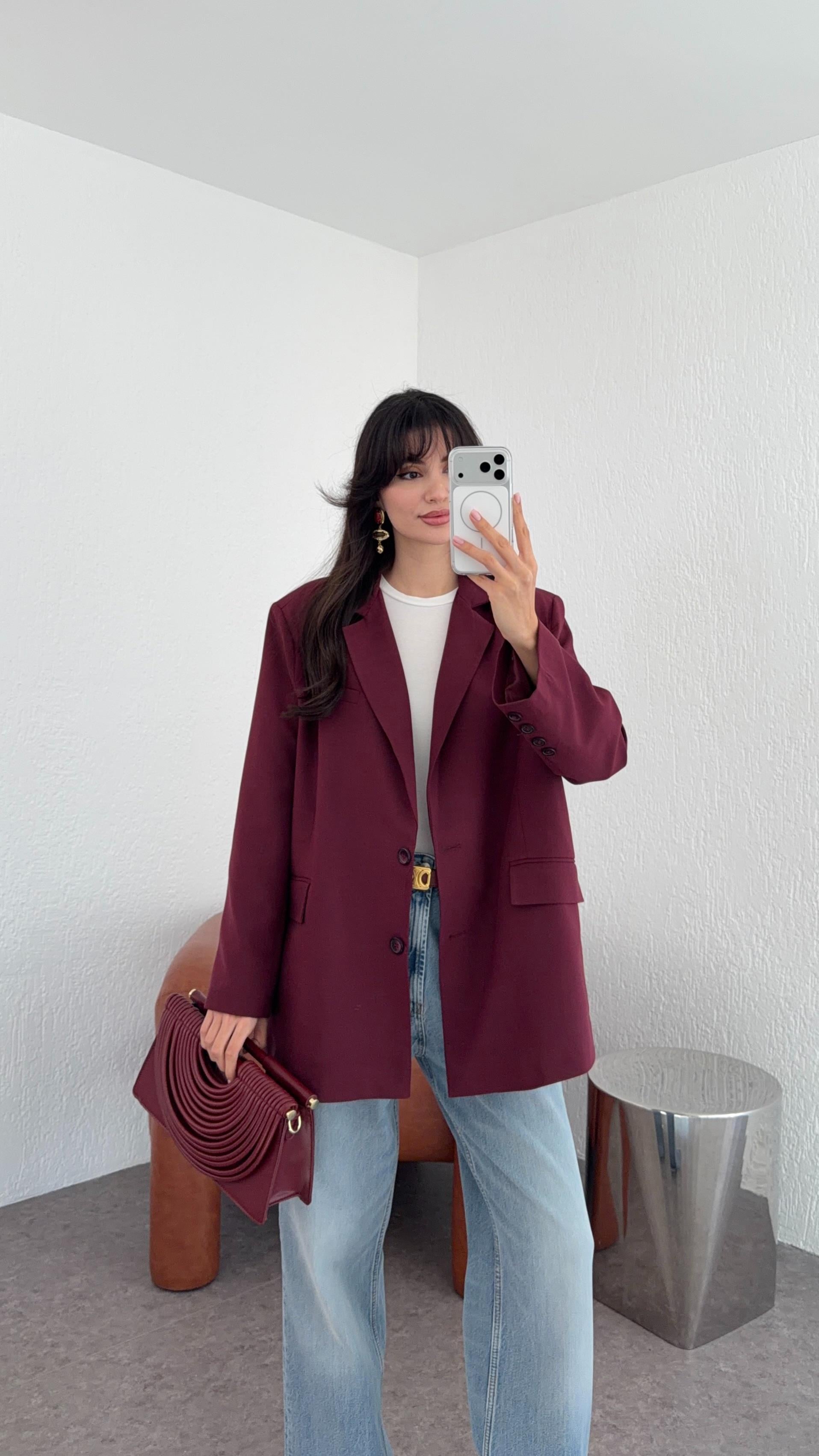 Oversize Bordo Blazer