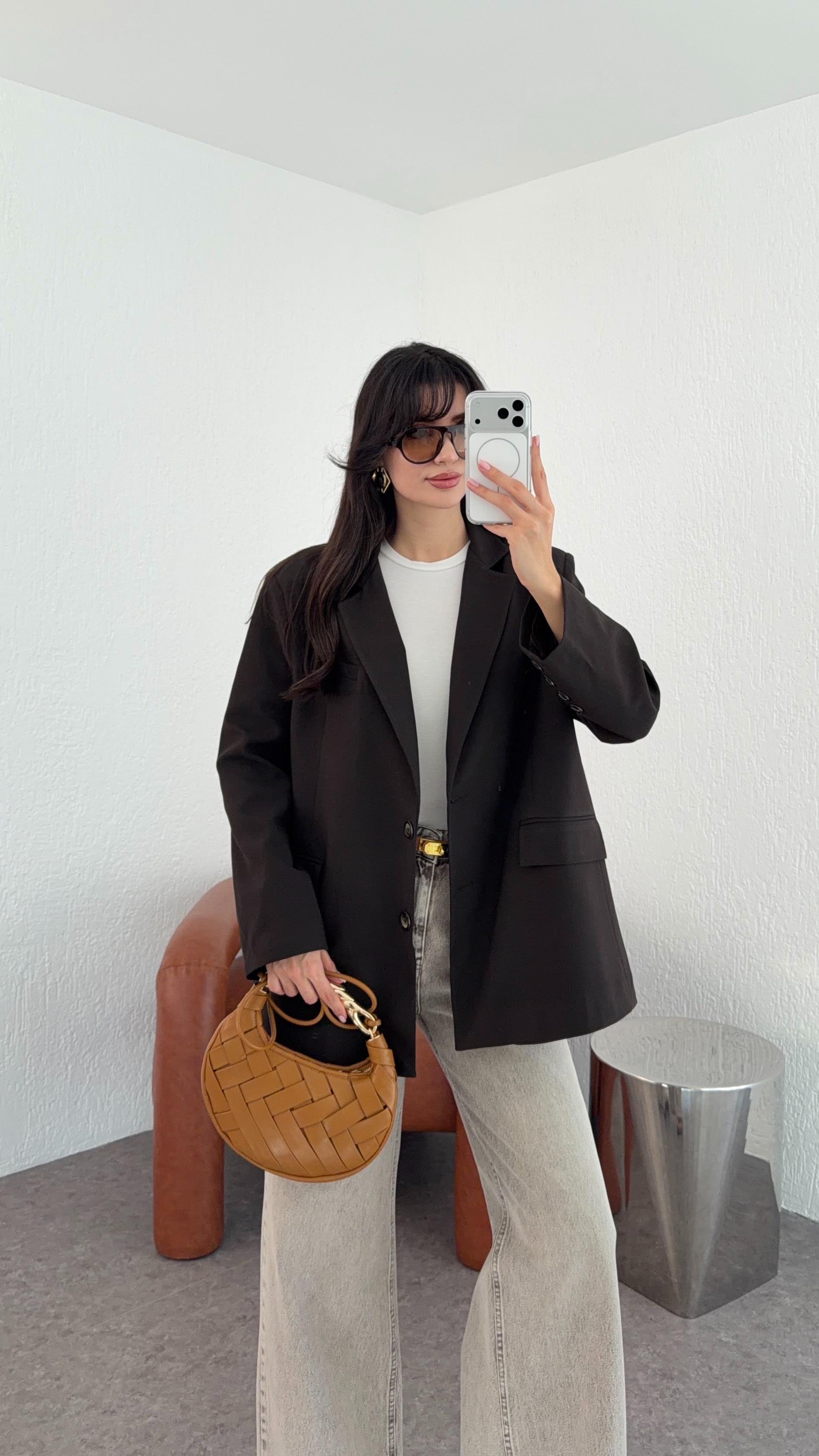 Oversize Kahverengi Blazer