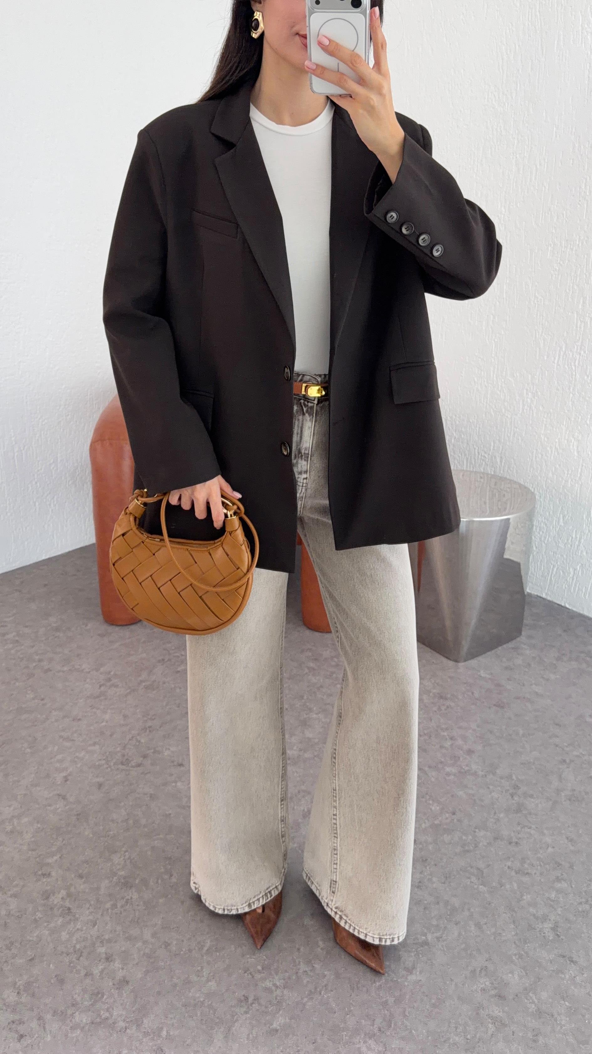 Oversize Kahverengi Blazer