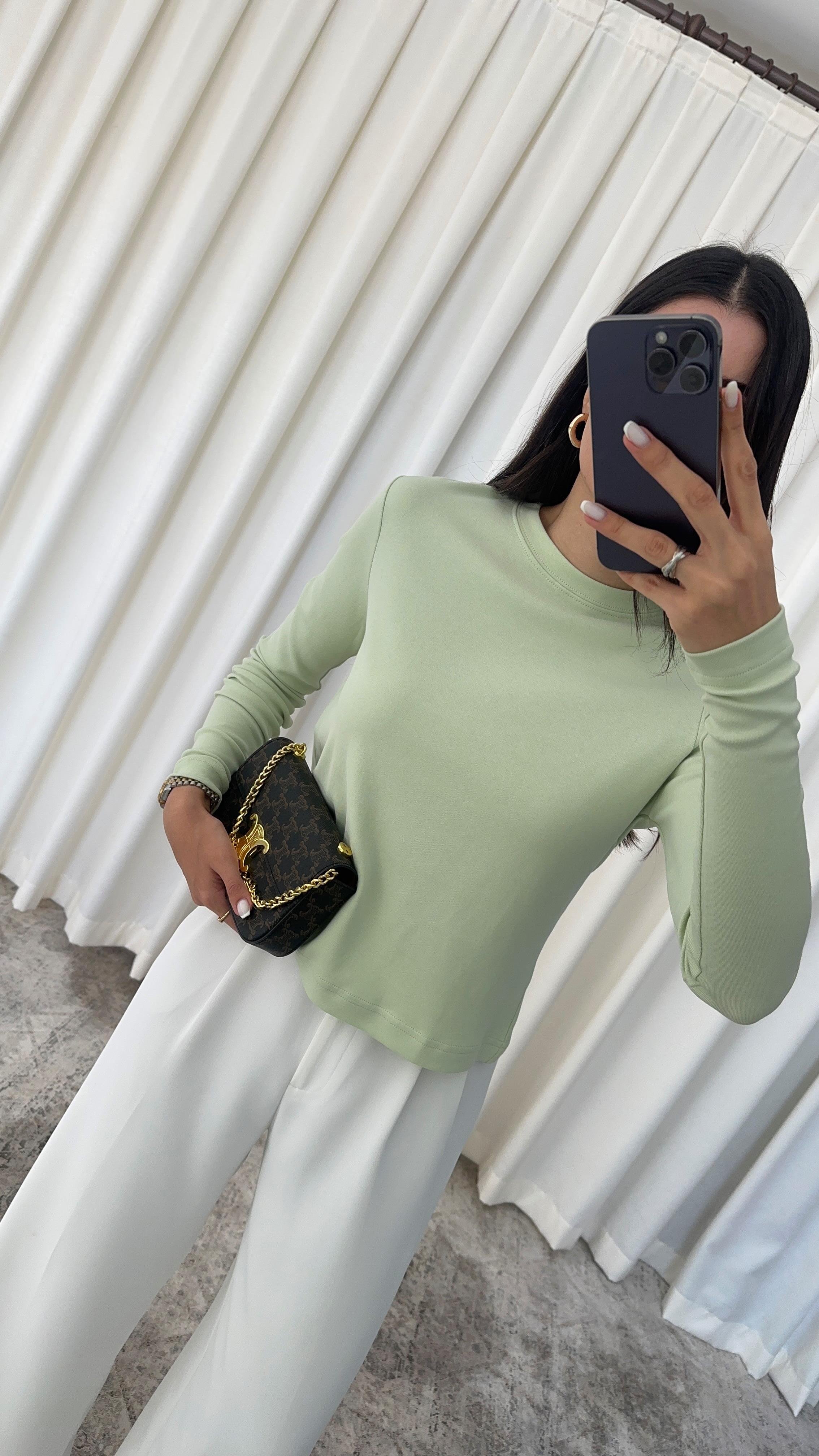 Pamuklu Basic Su Yeşili Tshirt