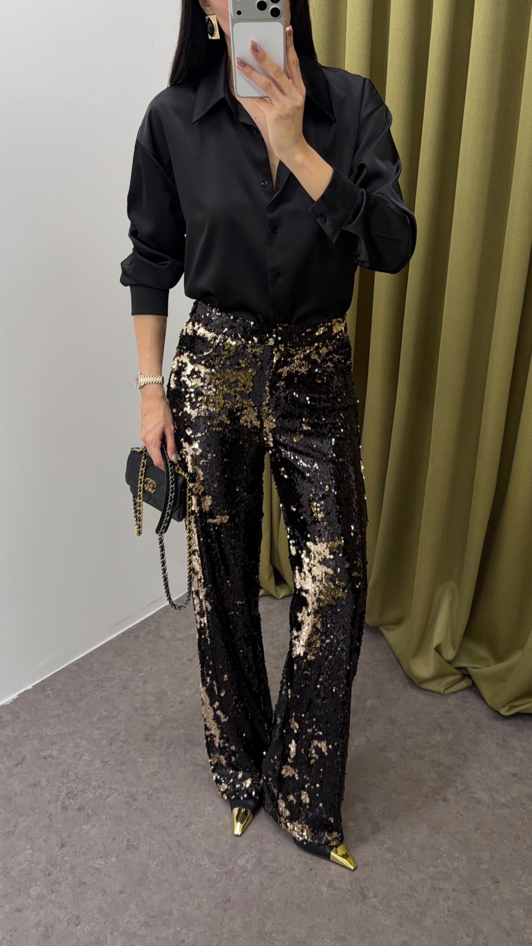 Payetli 3 Boyutlu Pantolon