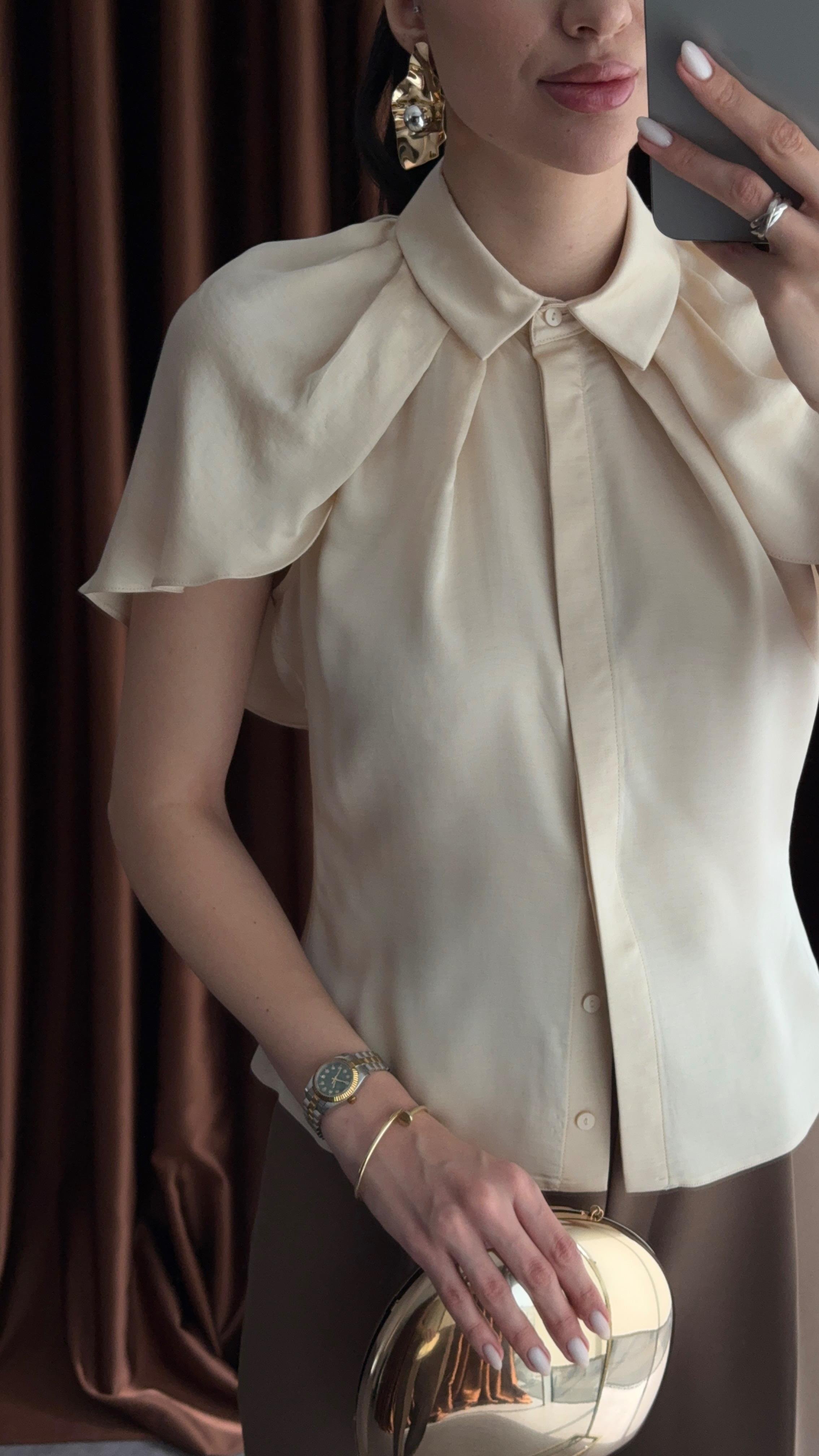 Pelerinli Saten Gömlek