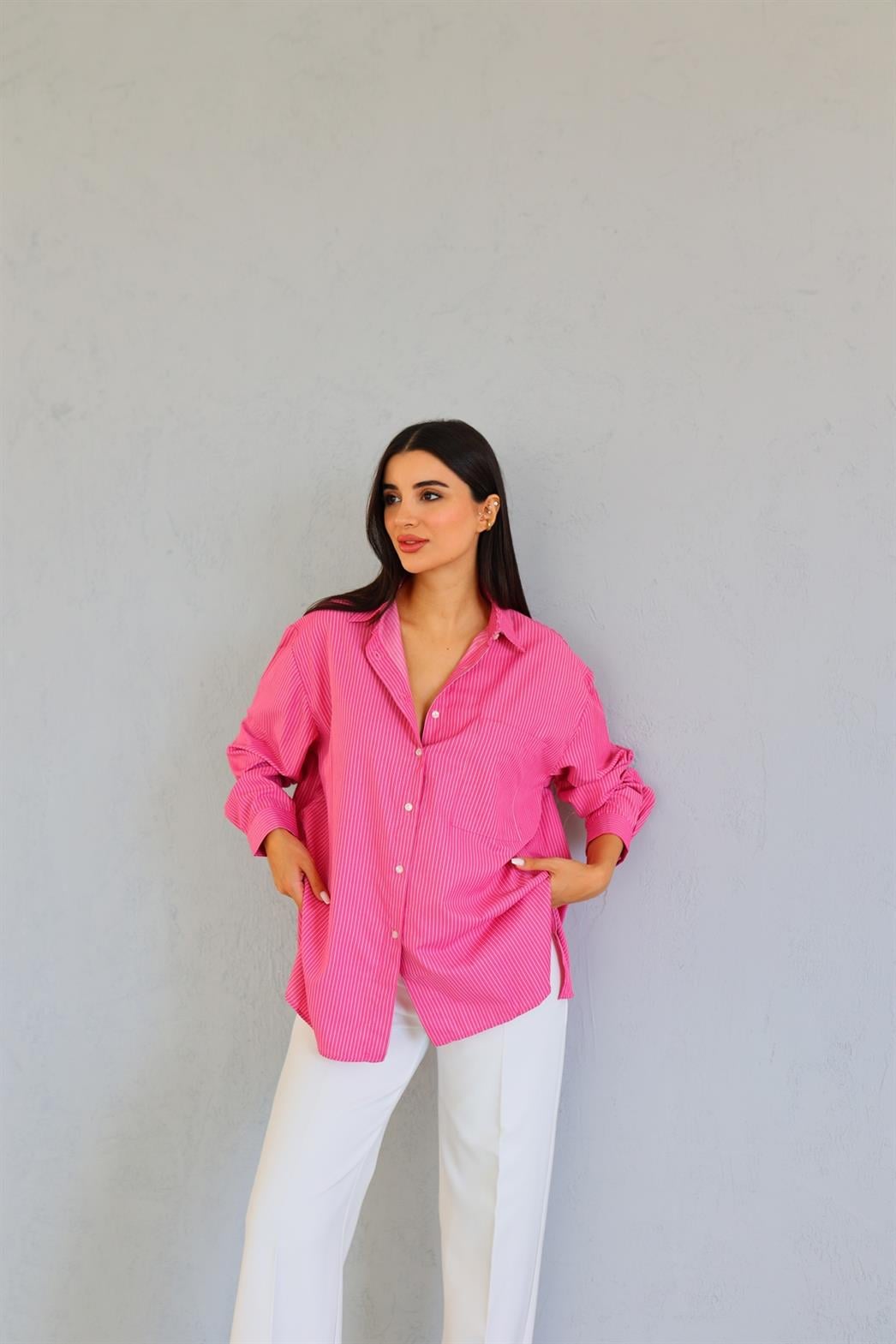 Pembe Oversize Gömlek