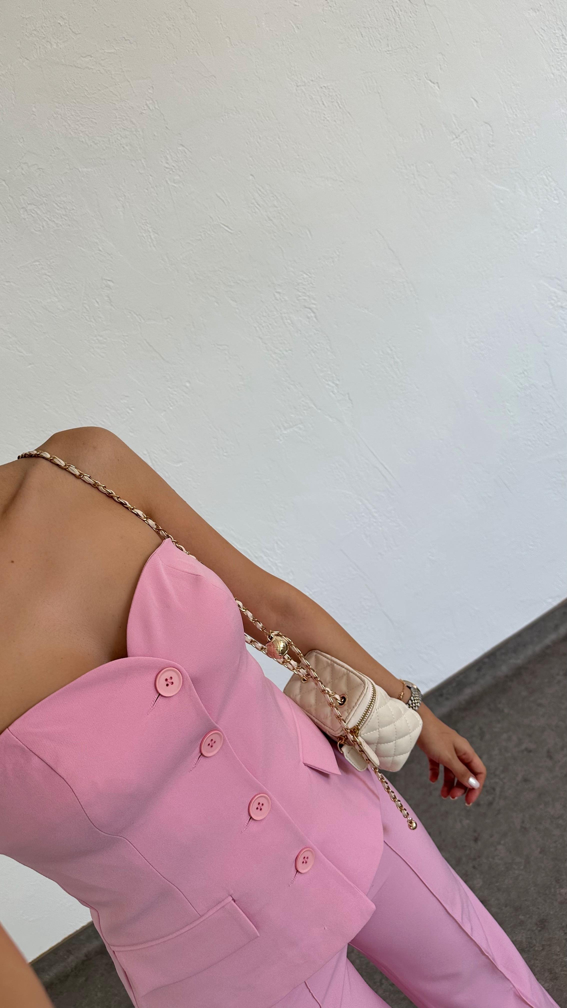 Pembe Yelek-Pantolon Takım