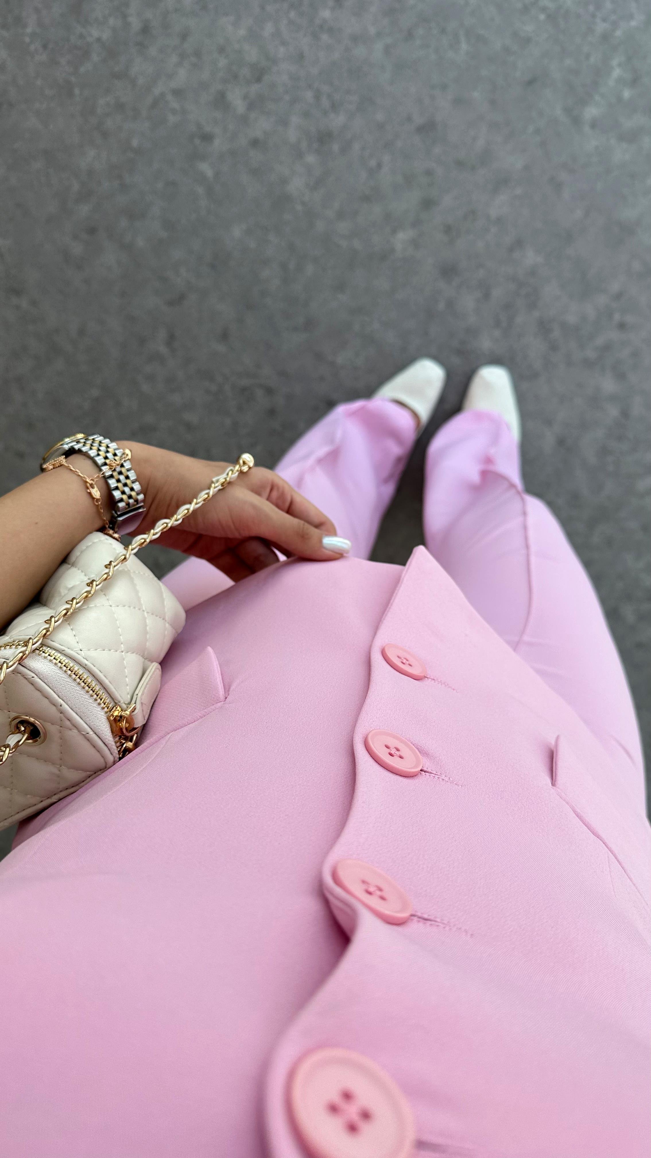 Pembe Yelek-Pantolon Takım
