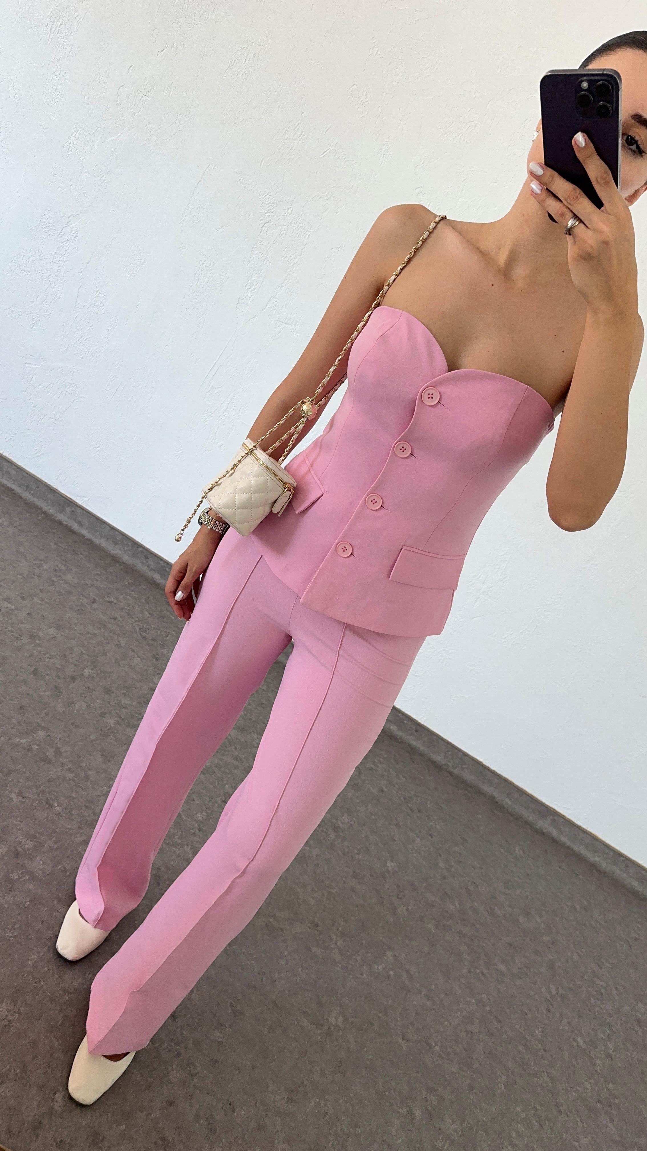 Pembe Yelek-Pantolon Takım