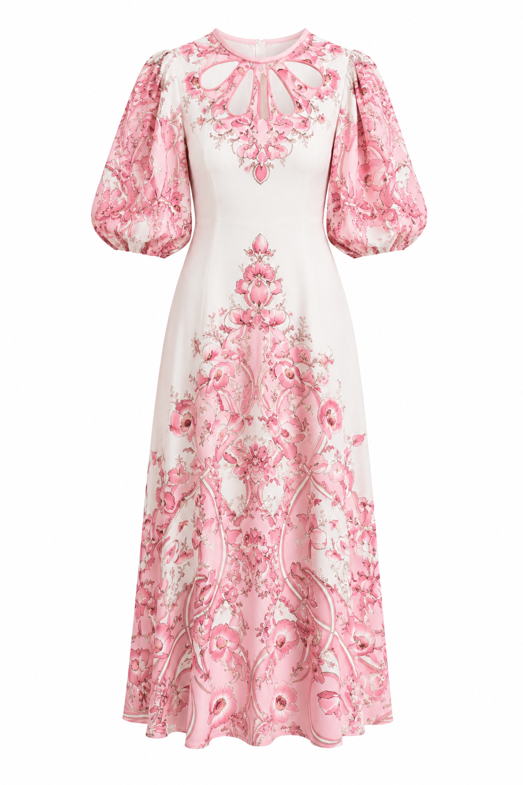 Pencere Detaylı Pembe Elbise