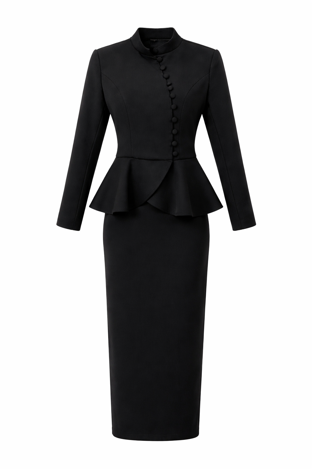 Peplum Siyah Ceket-Etek Takım