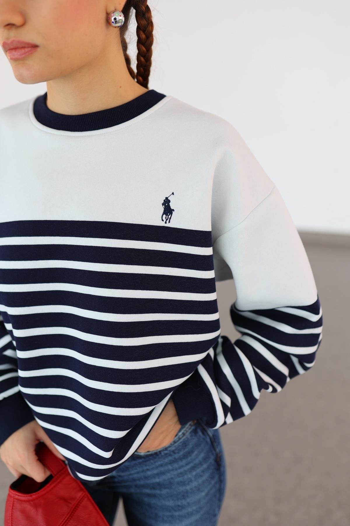 Polo Çizgili Sweat