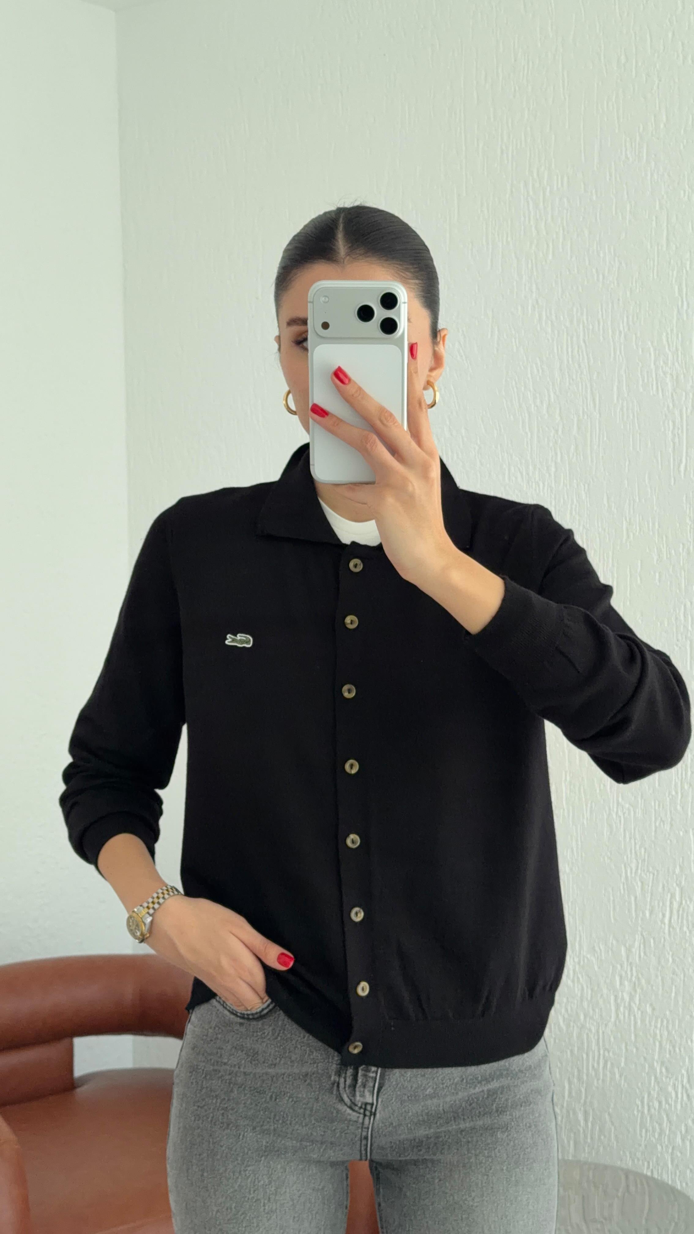 Polo Yaka Siyah Hırka