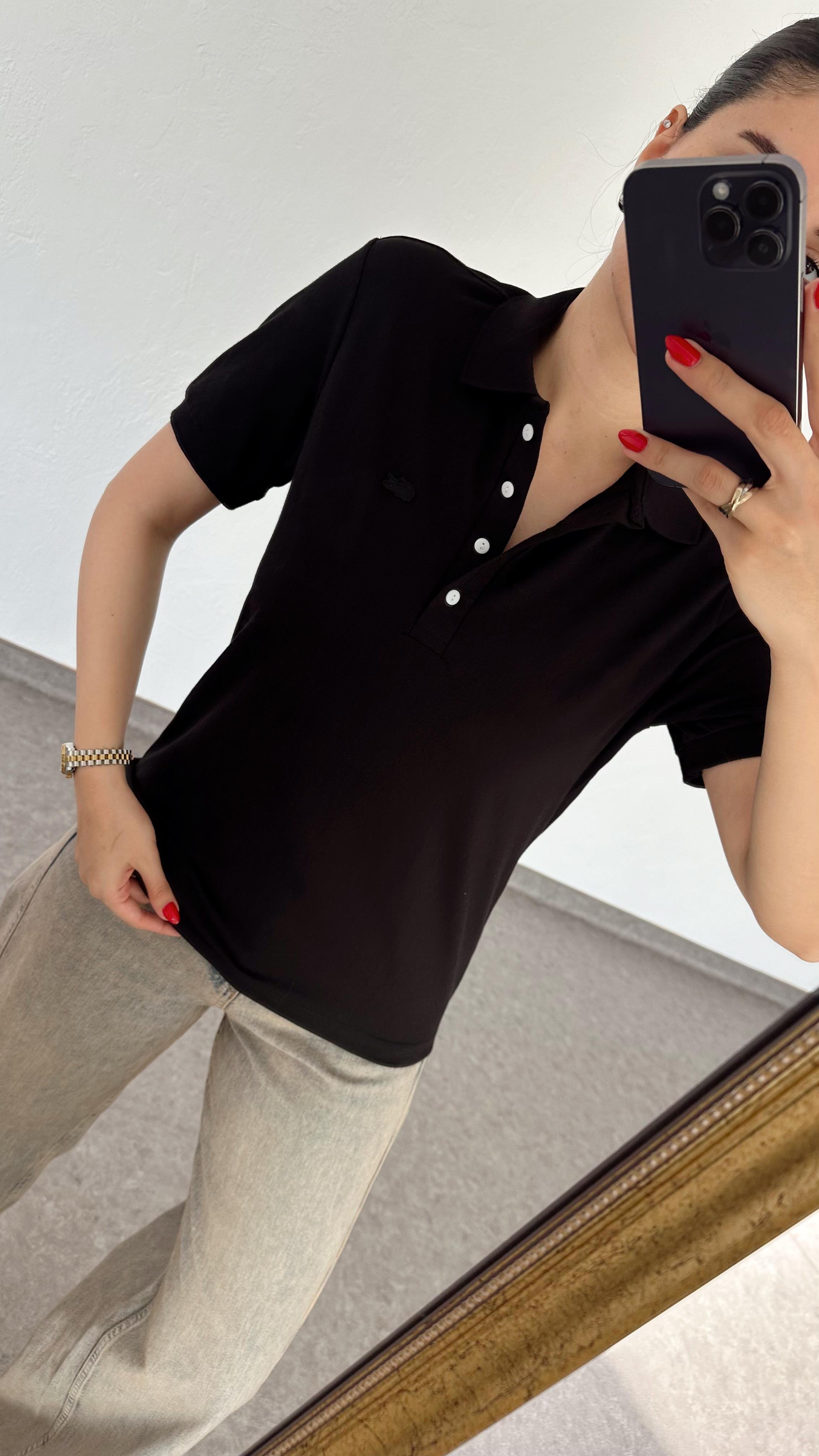 Polo Yaka Siyah Tshirt