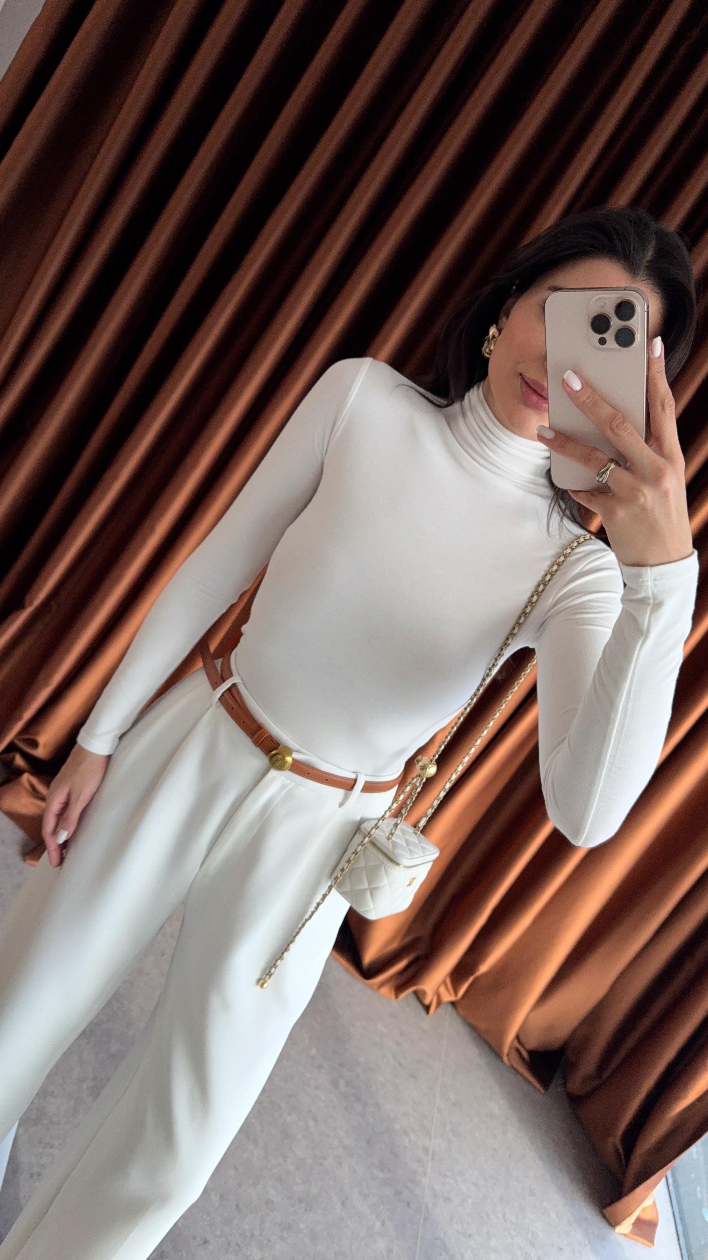 Premium Balıkçı Beyaz Basic Bluz