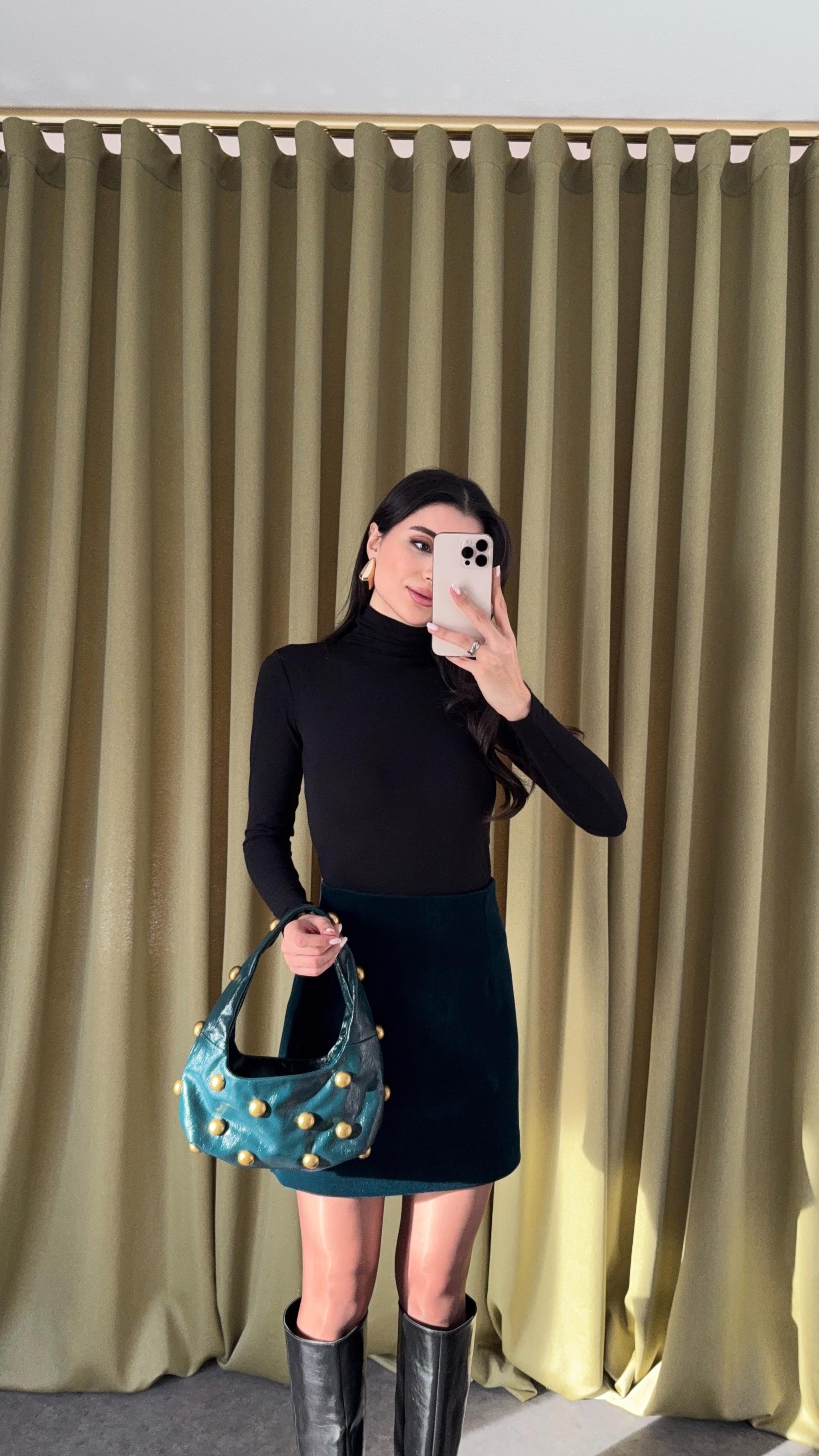 Premium Balıkçı Siyah Basic Bluz