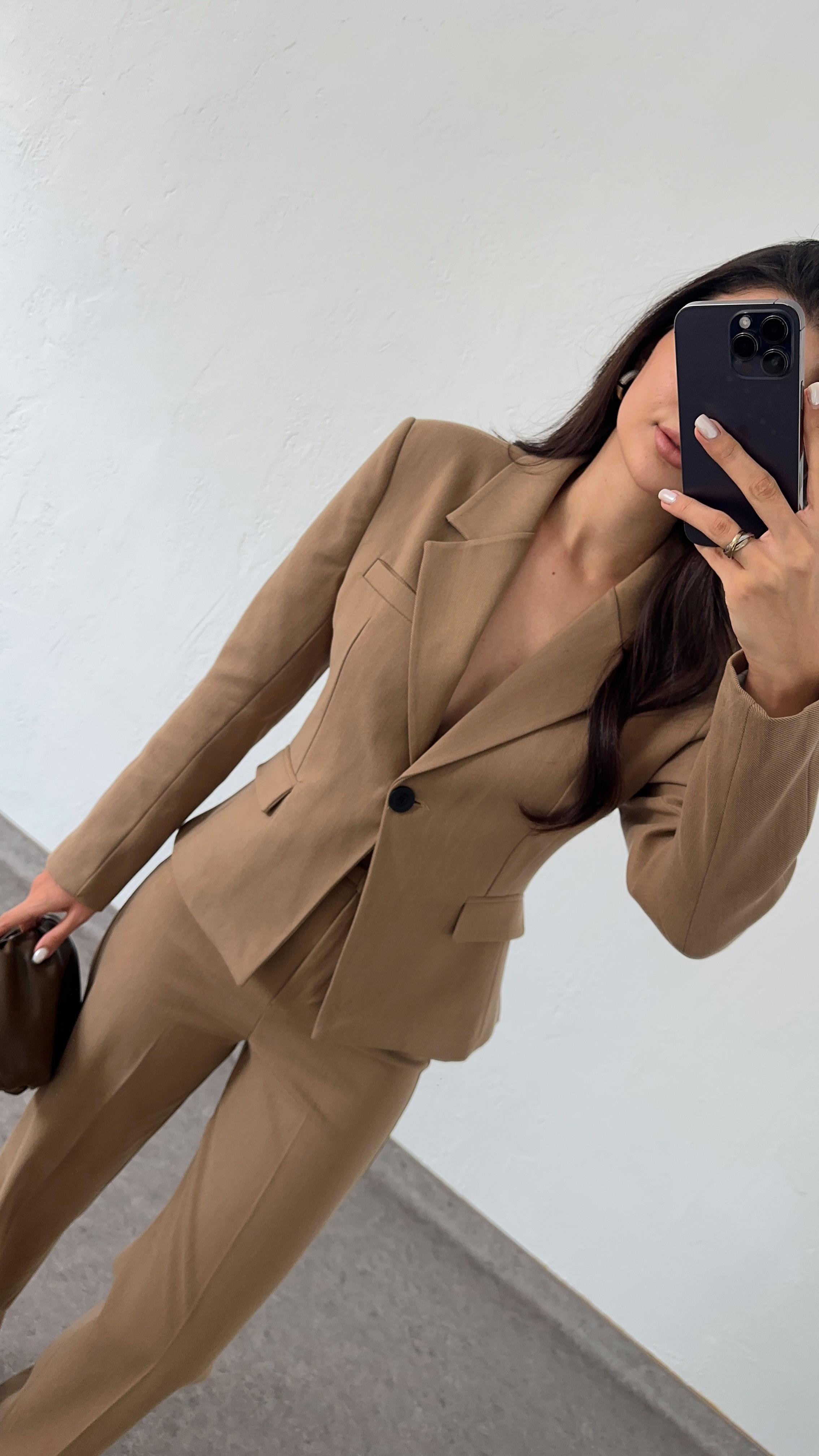 Premium Belden Oturtmalı Camel Takım