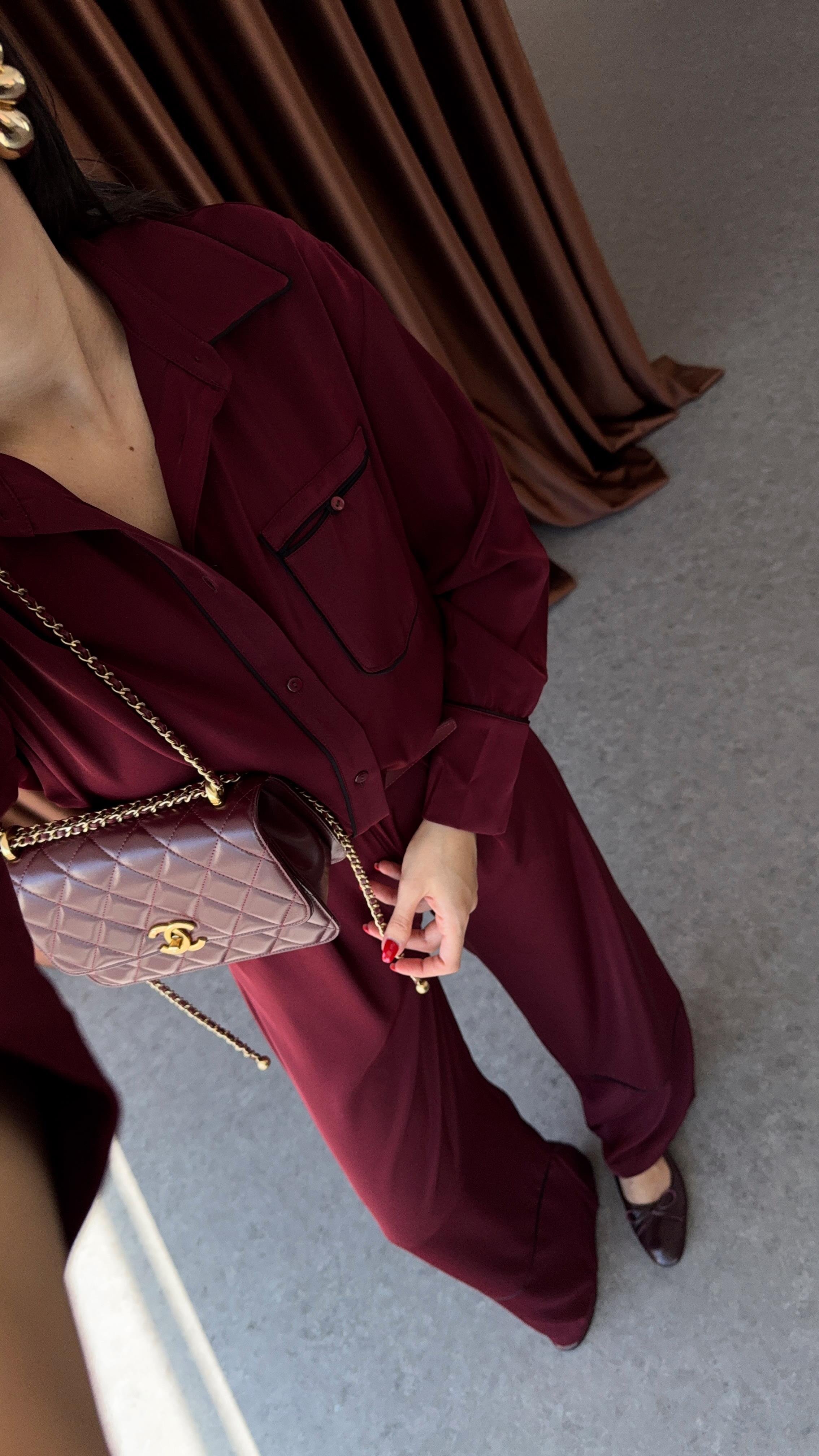 Premium Bordo Saten Takım