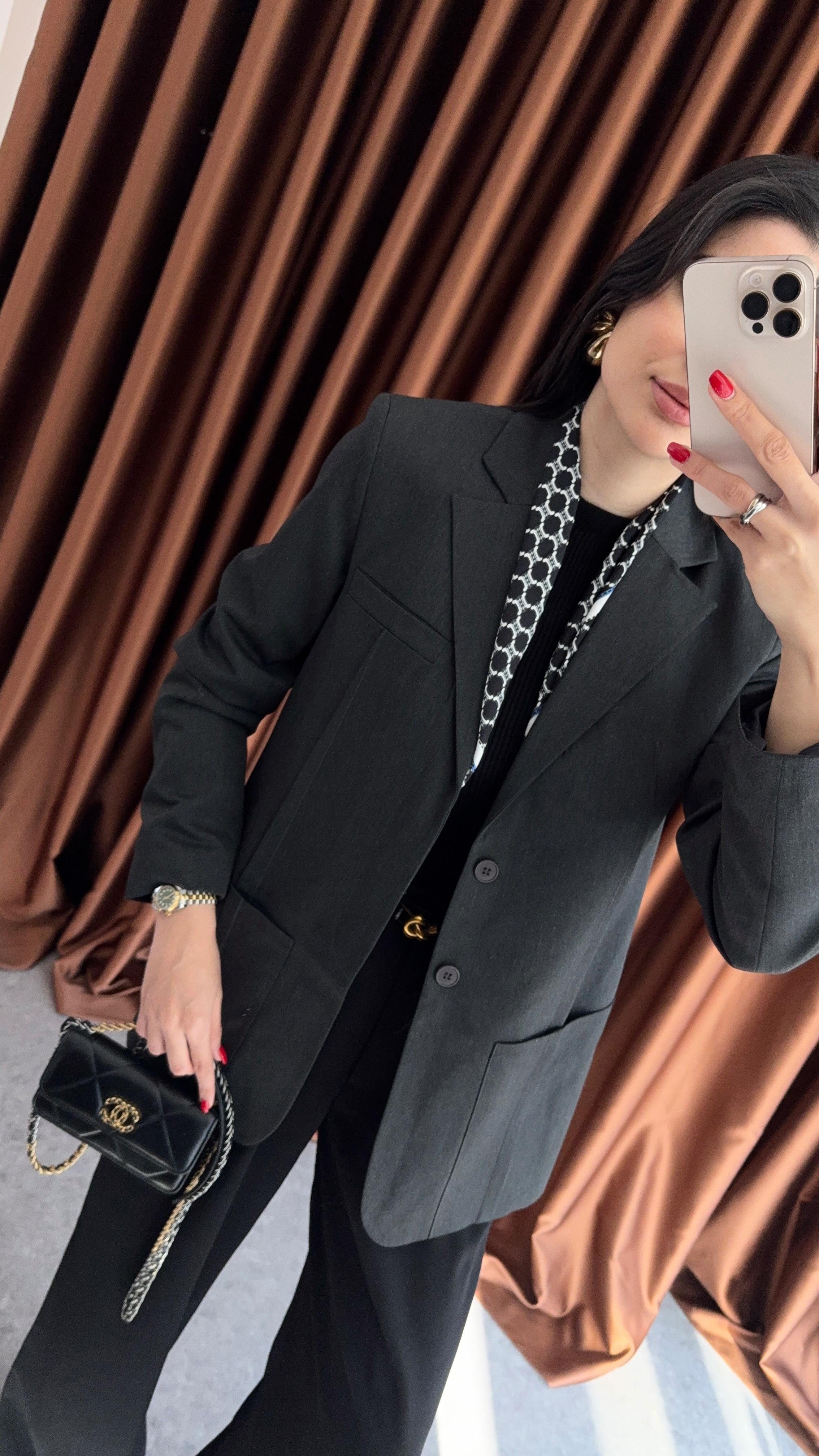 Premium Dikişli Antrasit Blazer Ceket