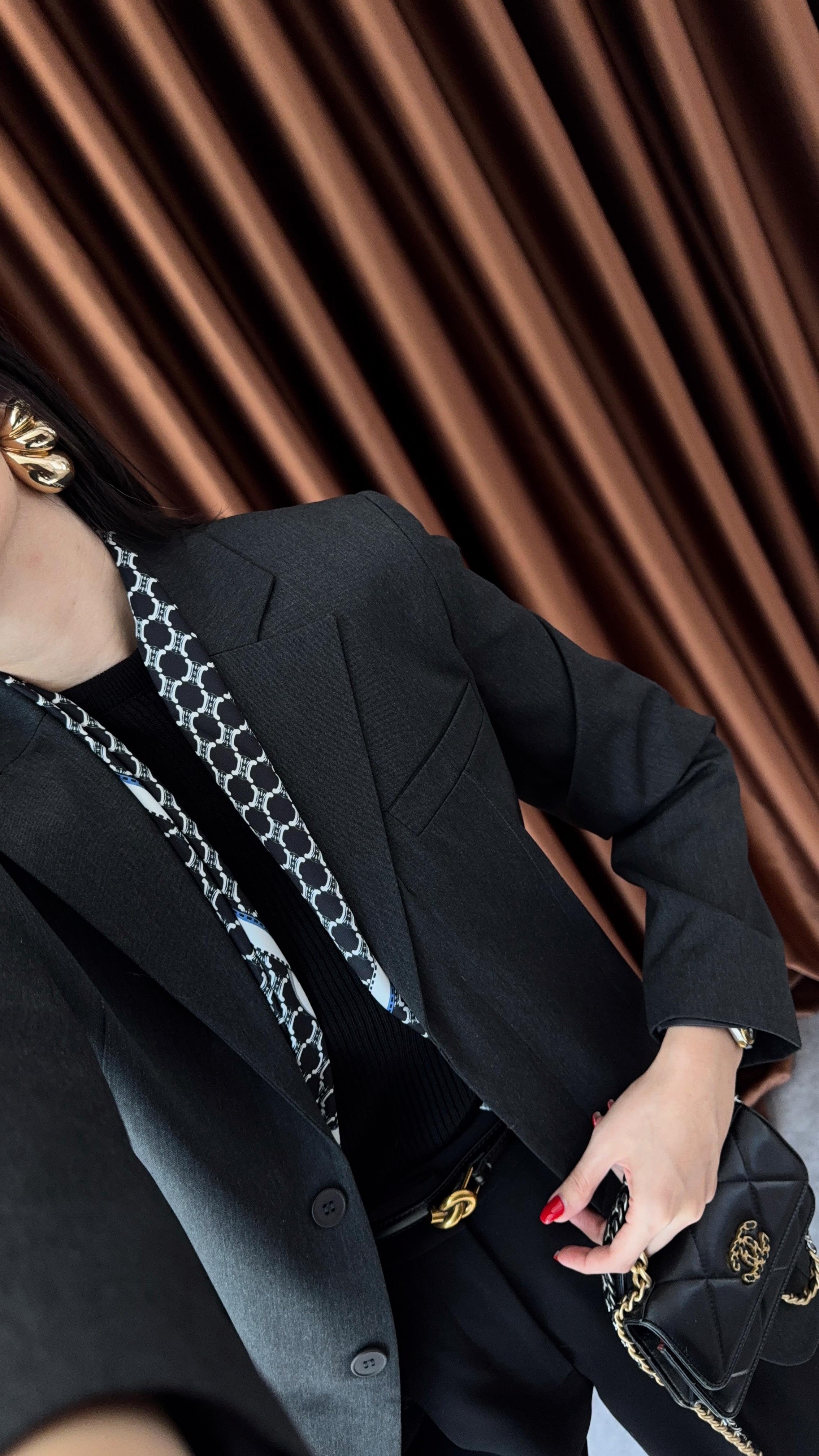 Premium Dikişli Antrasit Blazer Ceket