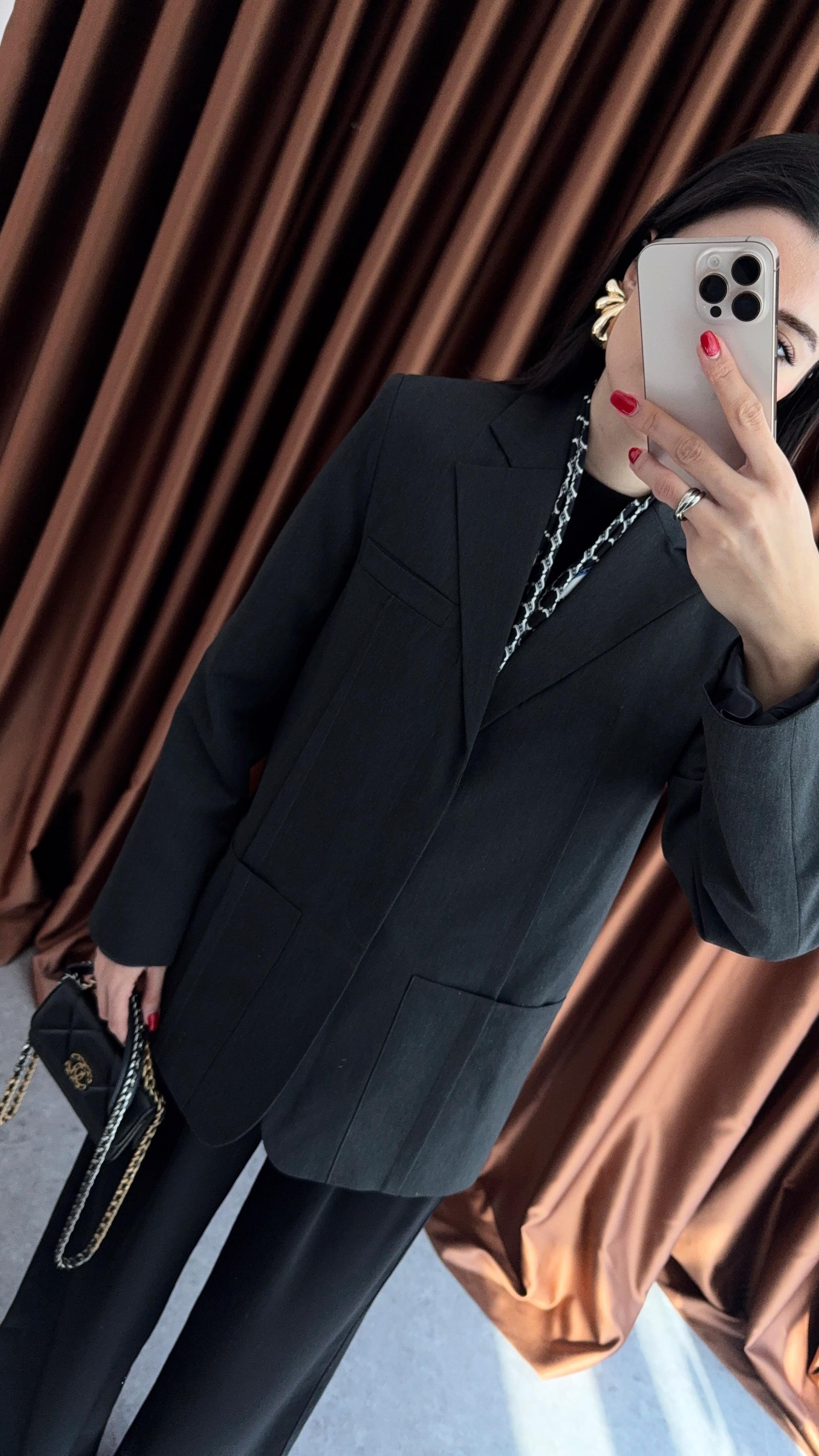 Premium Dikişli Antrasit Blazer Ceket