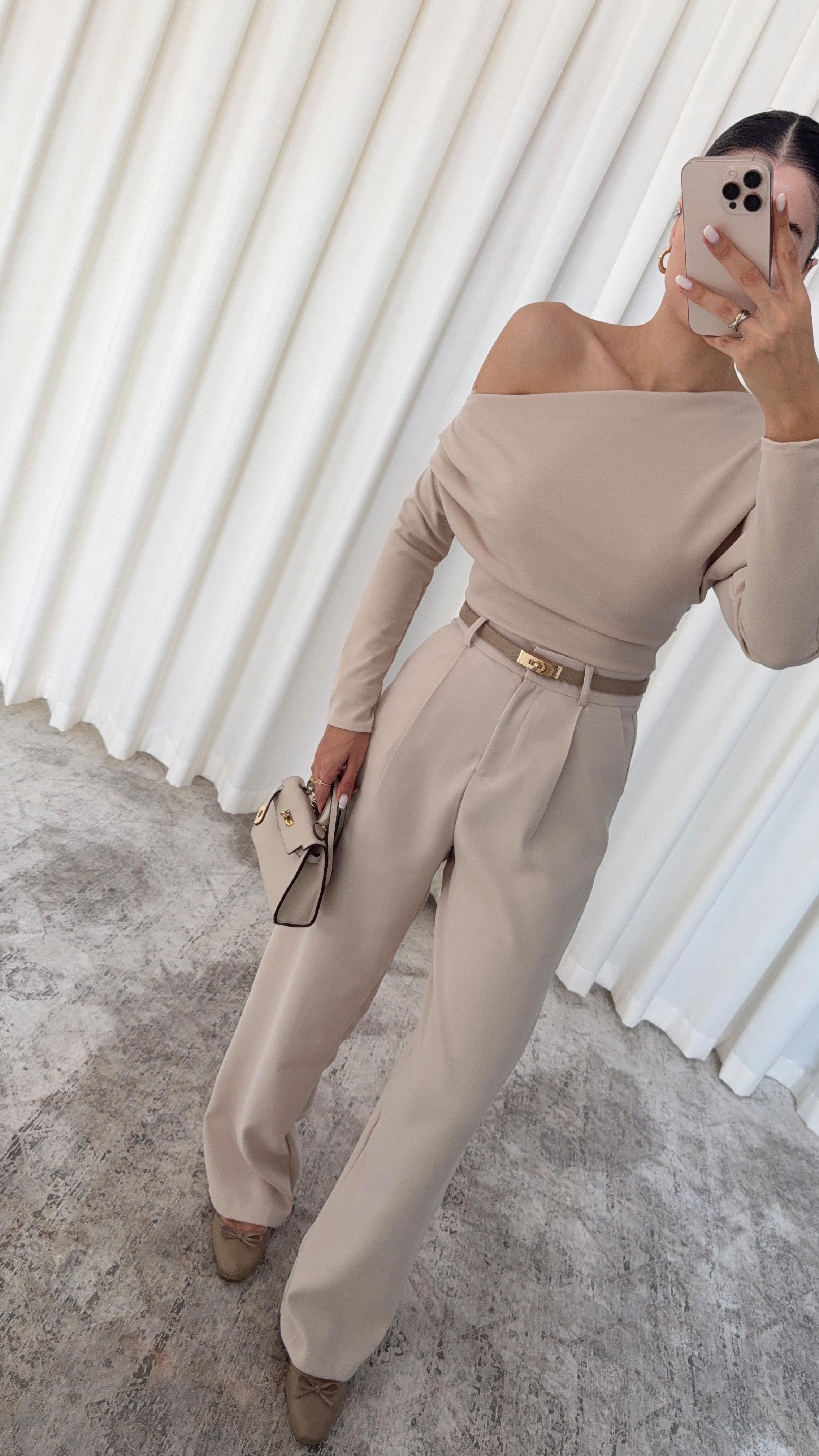 Premium Krem Palazzo Pantolon