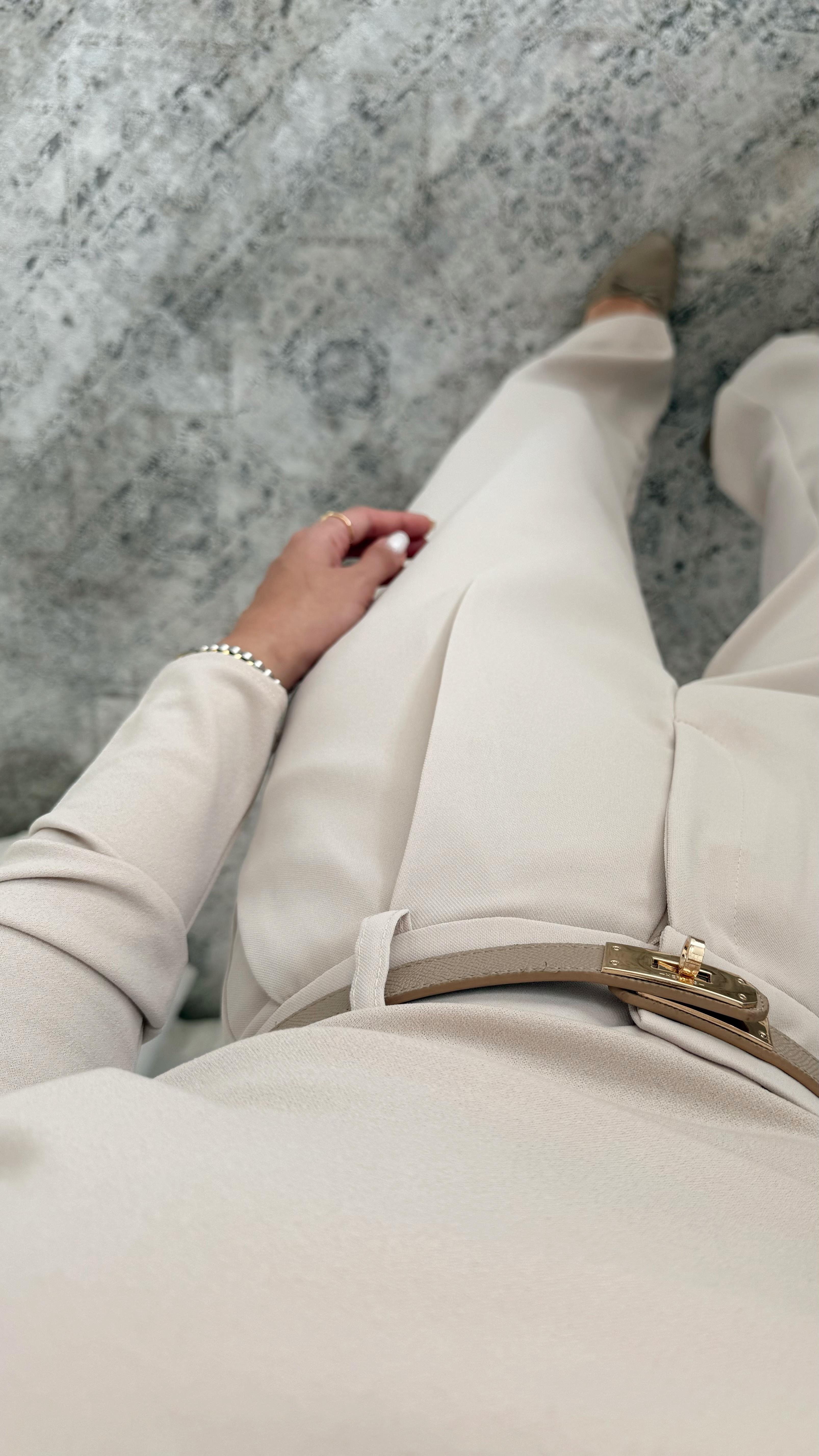 Premium Krem Palazzo Pantolon