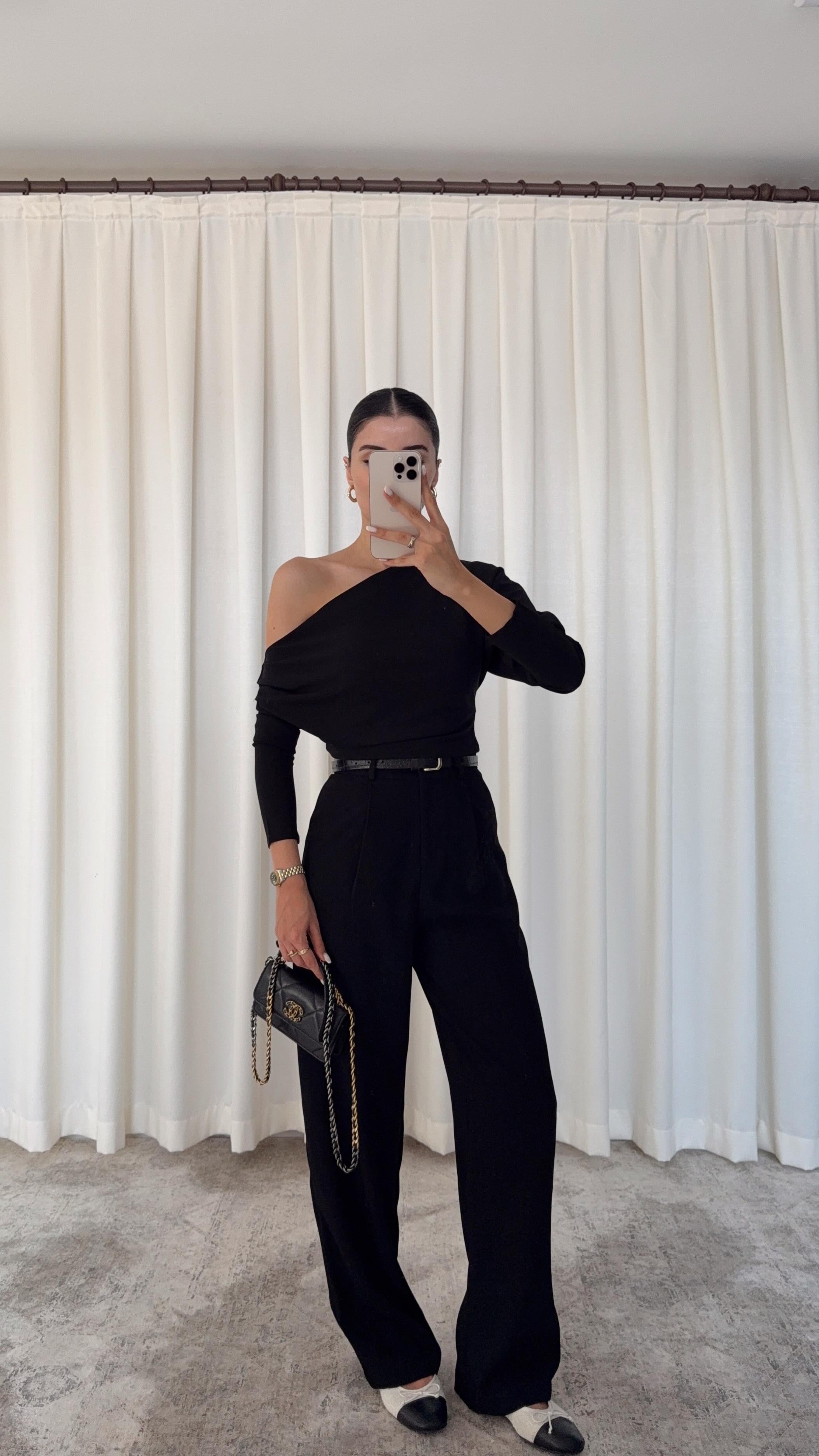 Premium Siyah Palazzo Pantolon
