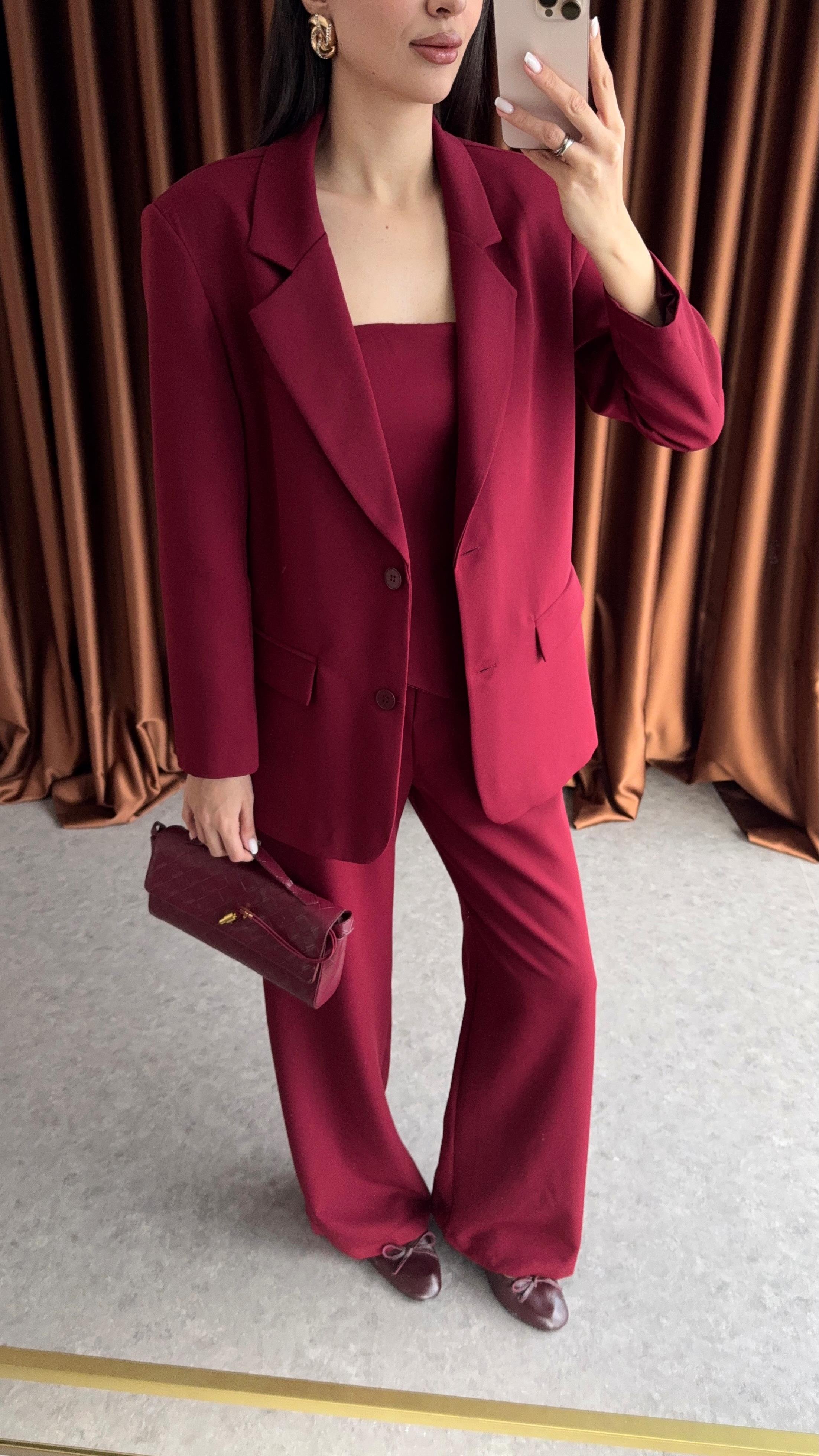 Premium Üçlü Bordo Takım
