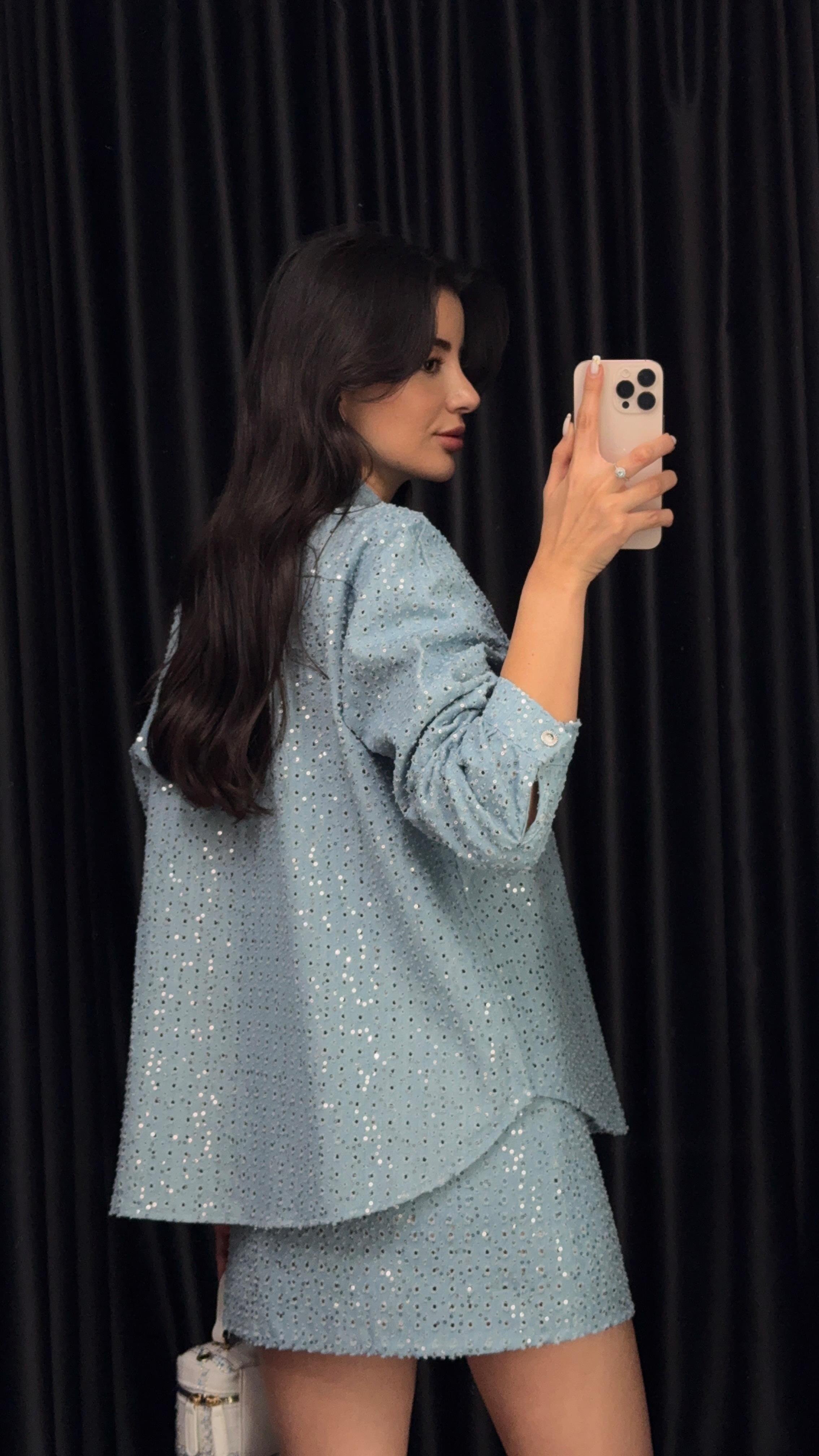 Pullu Denim Gömlek