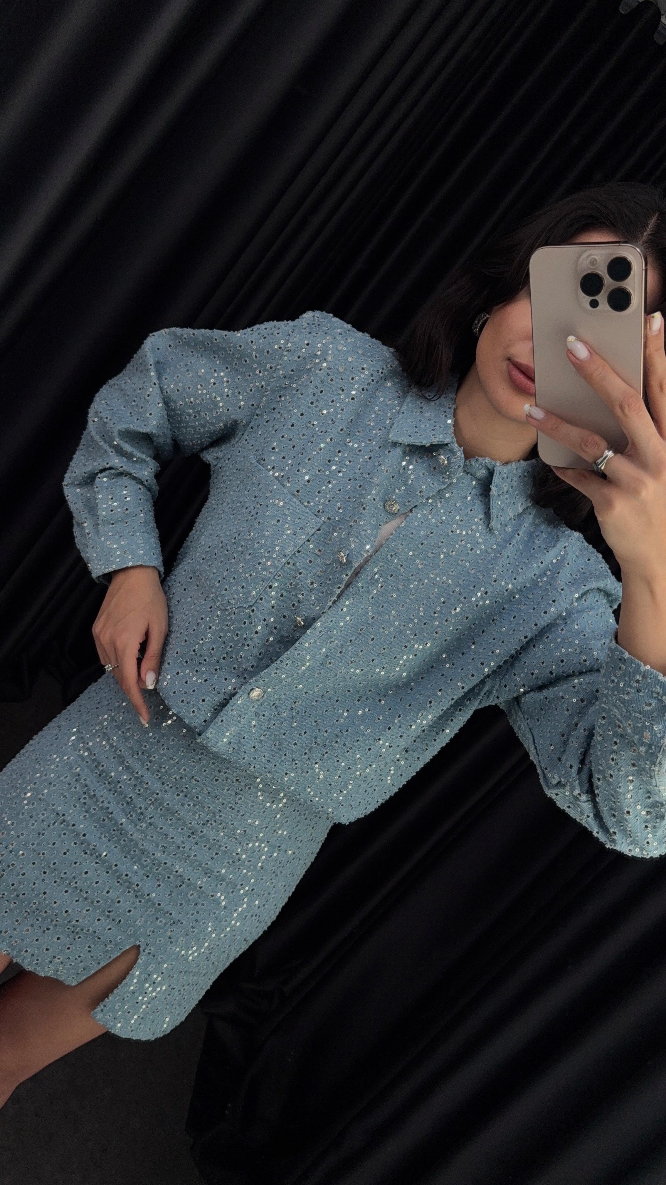Pullu Denim Gömlek