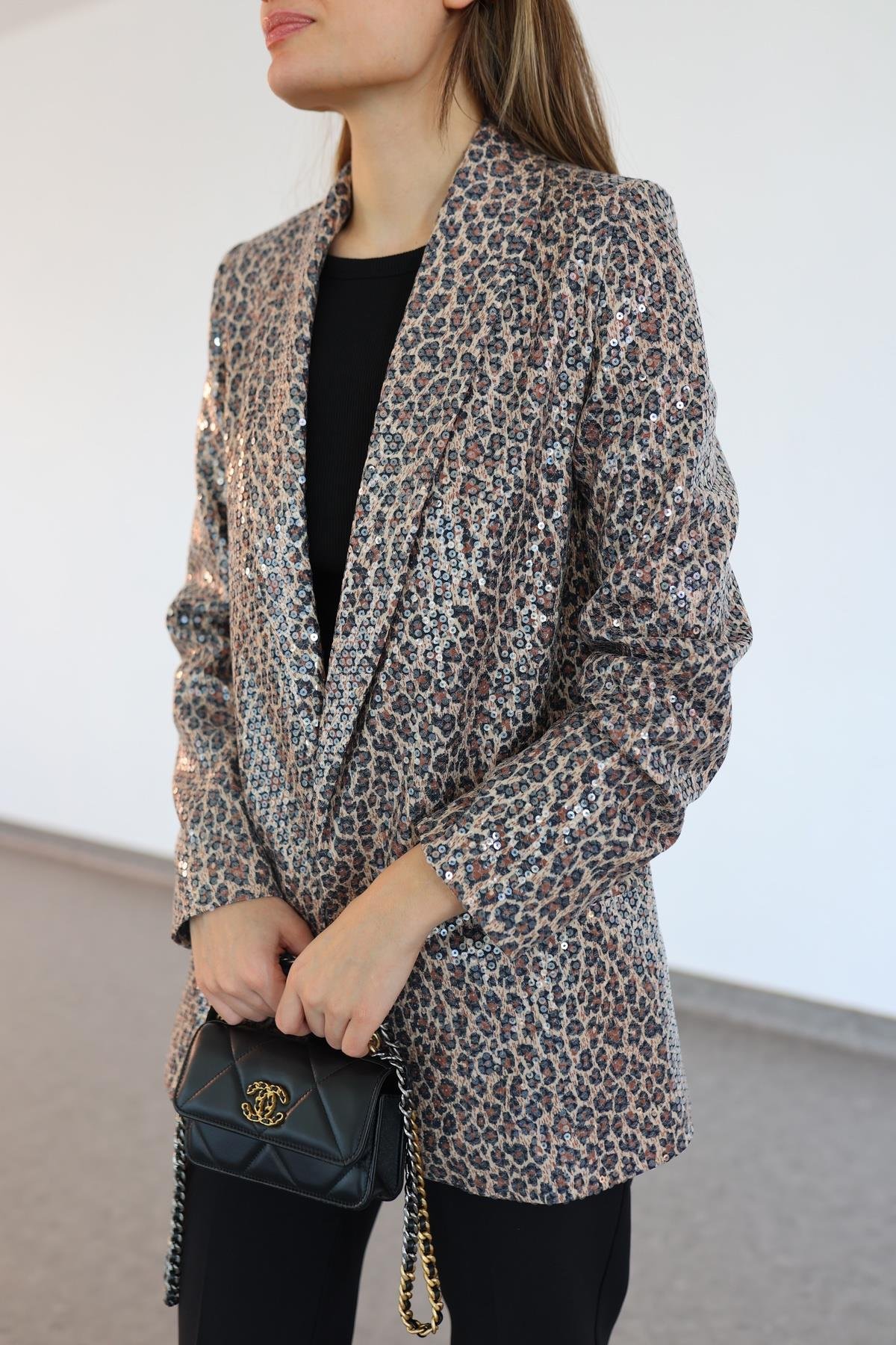 Pullu Leopar Ceket