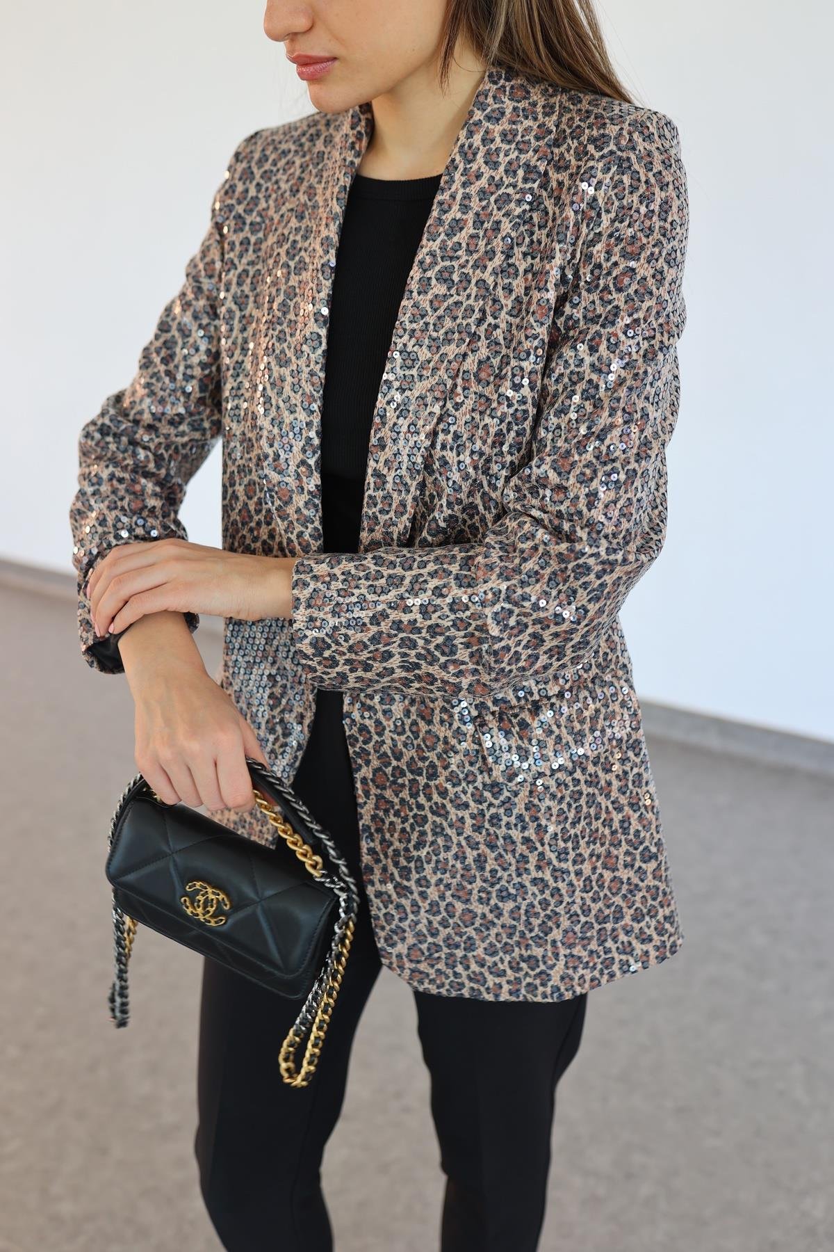 Pullu Leopar Ceket