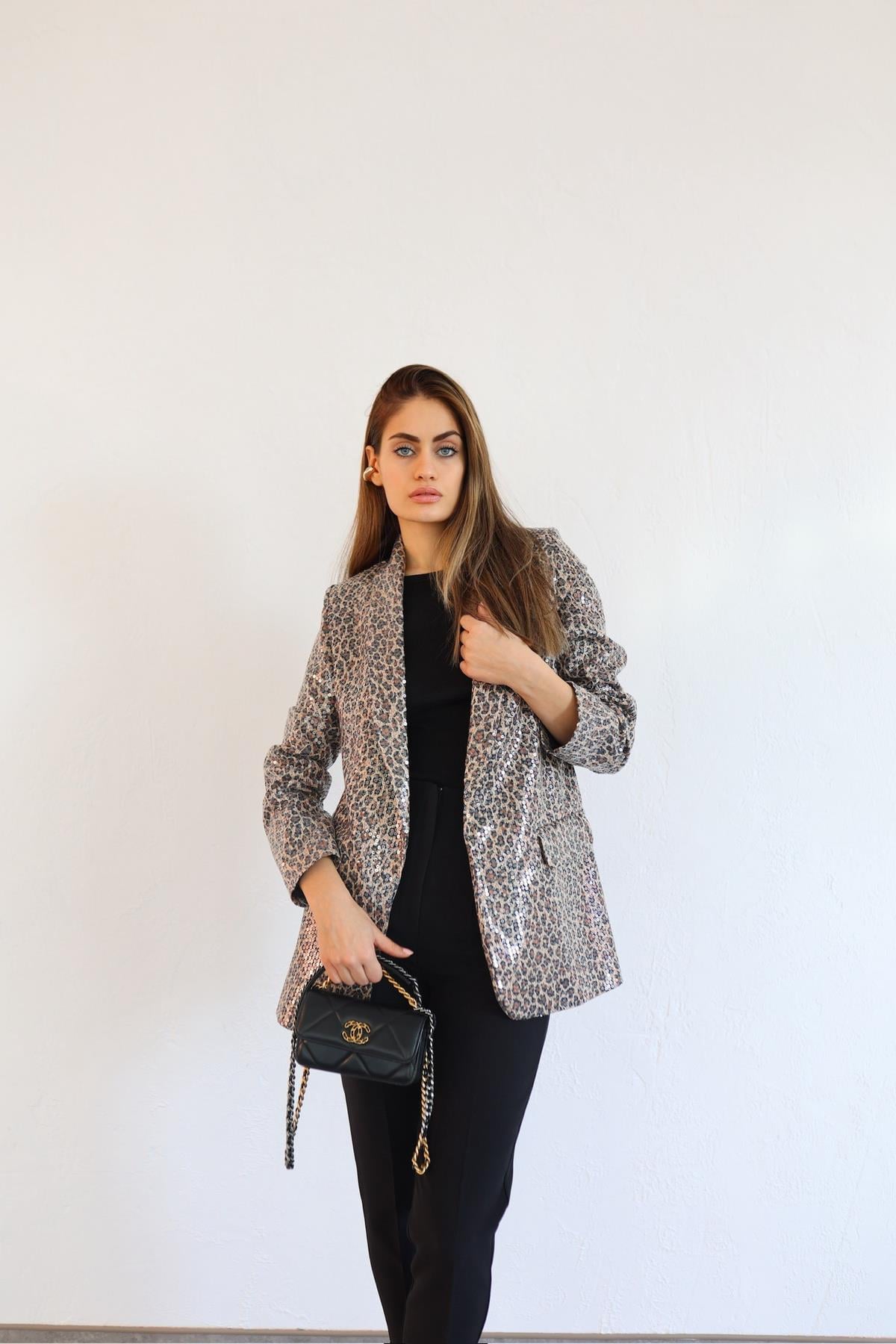 Pullu Leopar Ceket