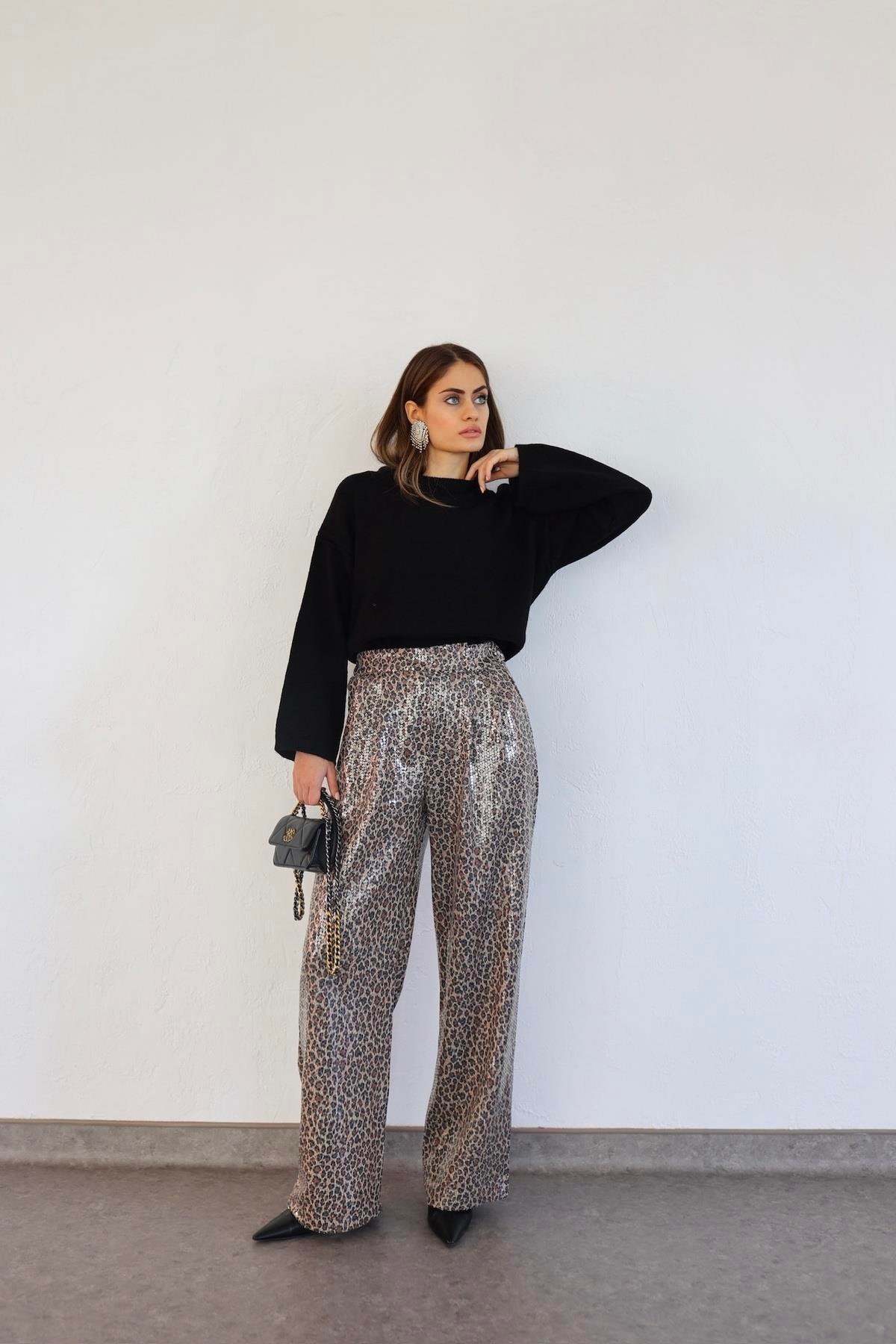 Pullu Leopar Pantolon