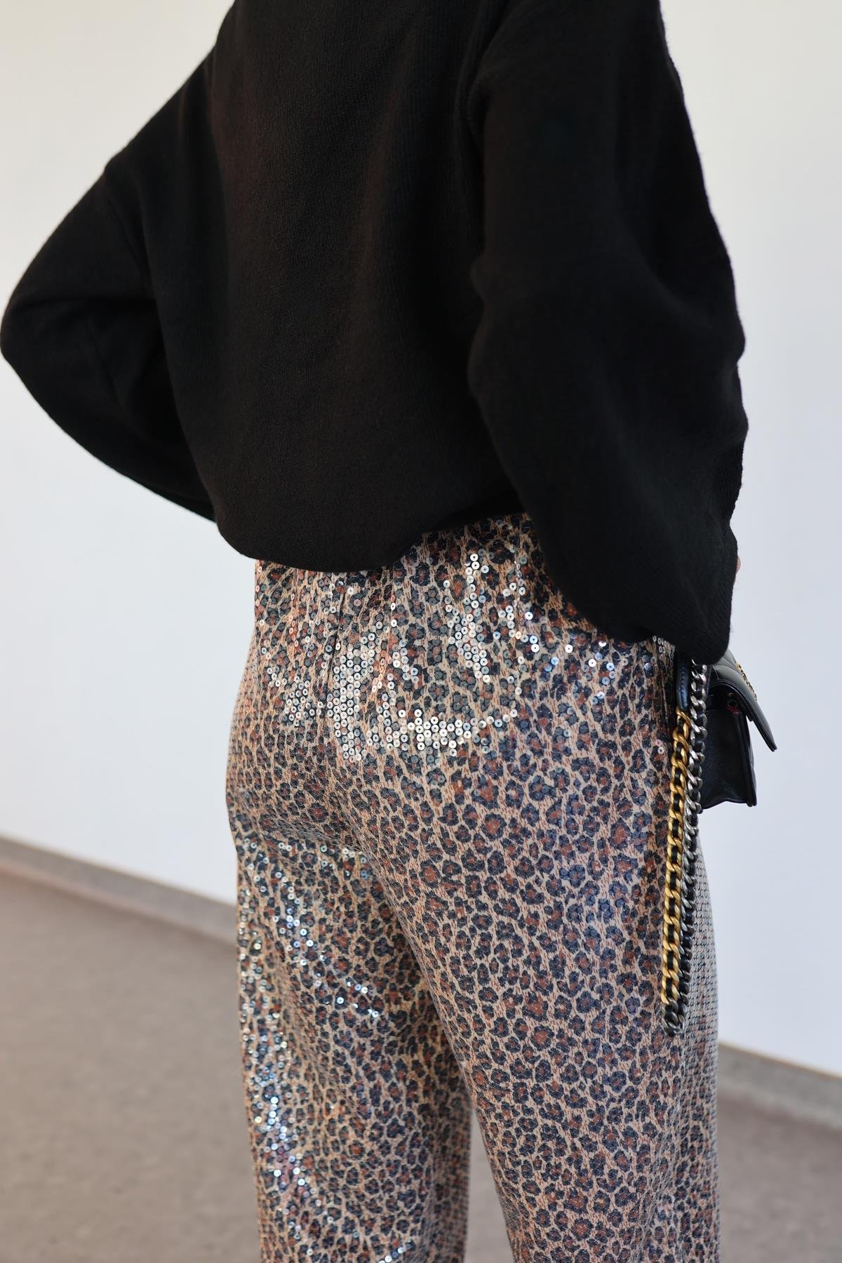 Pullu Leopar Pantolon