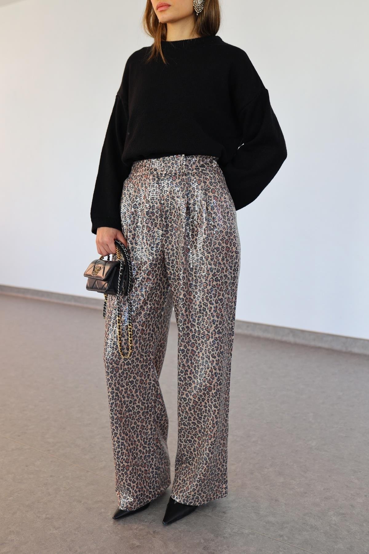 Pullu Leopar Pantolon
